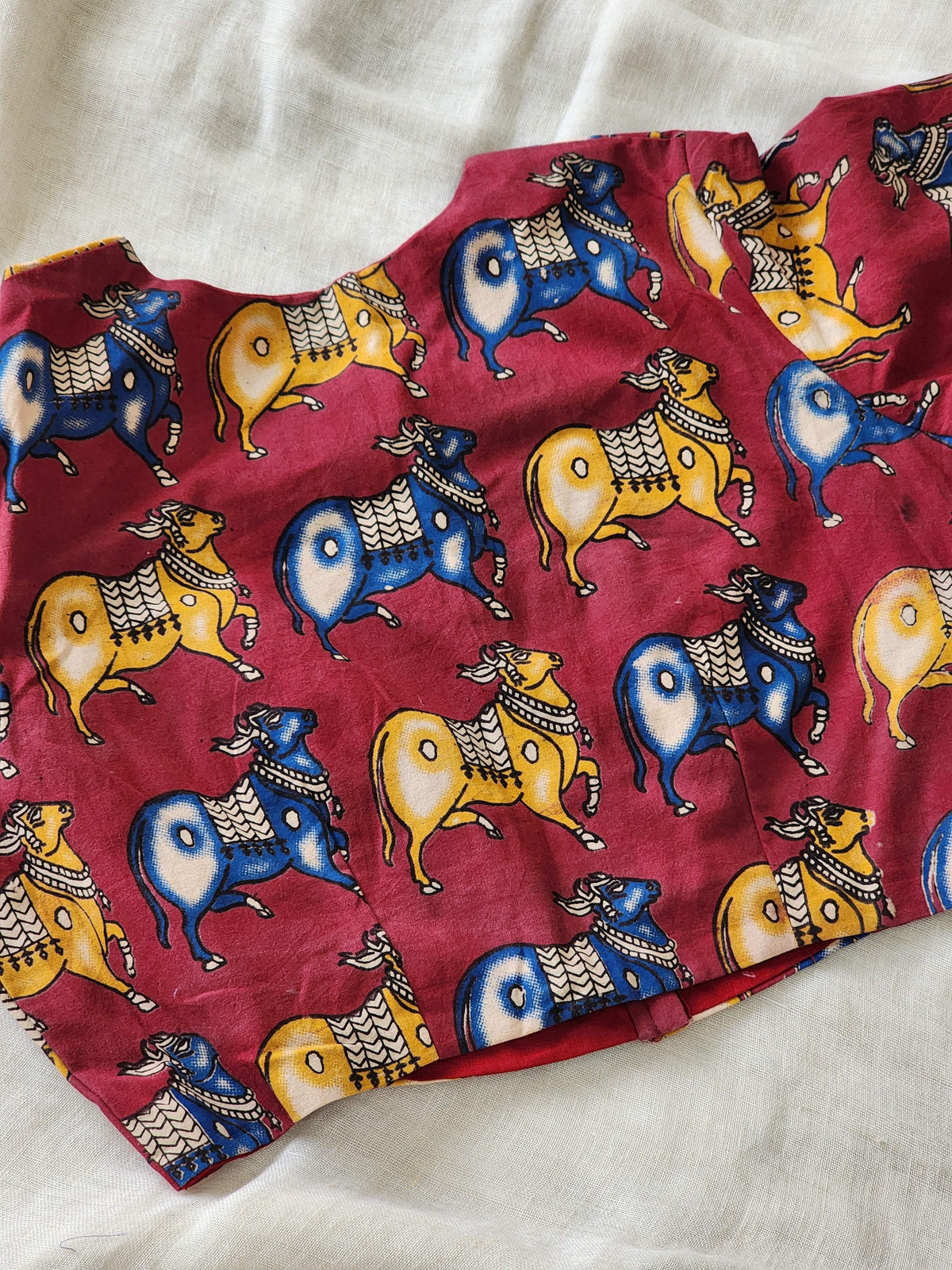 Maroon kalamkari cotton blouse
