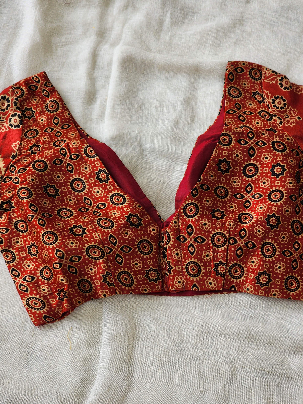 Red modal silk blouse