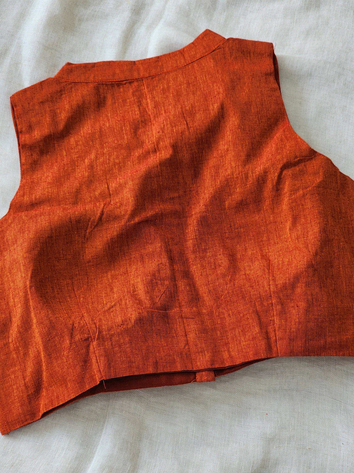 Rust Orange Manglagiri Cotton Blouse