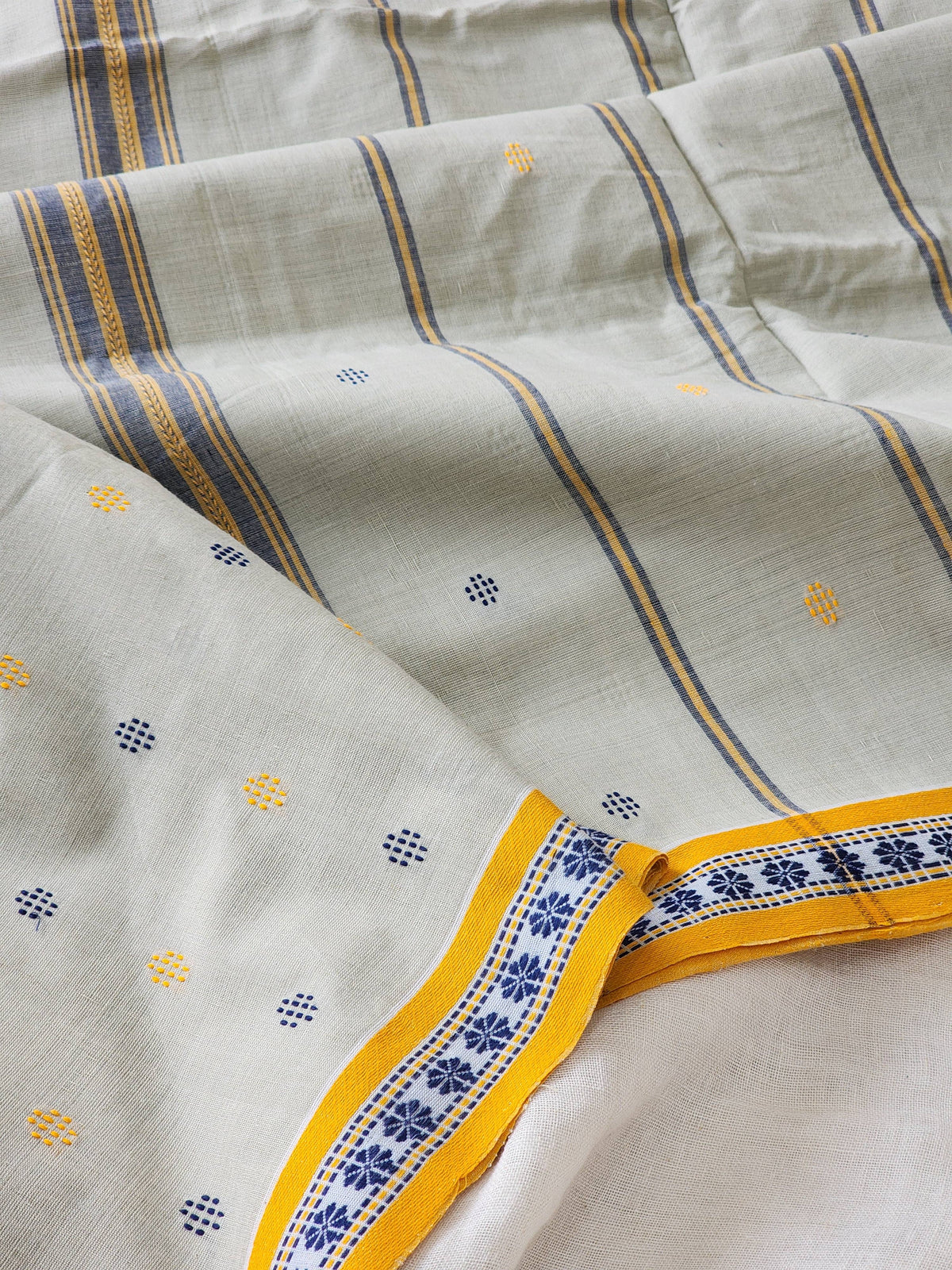 Light Olive Dhonekhali Cotton Saree