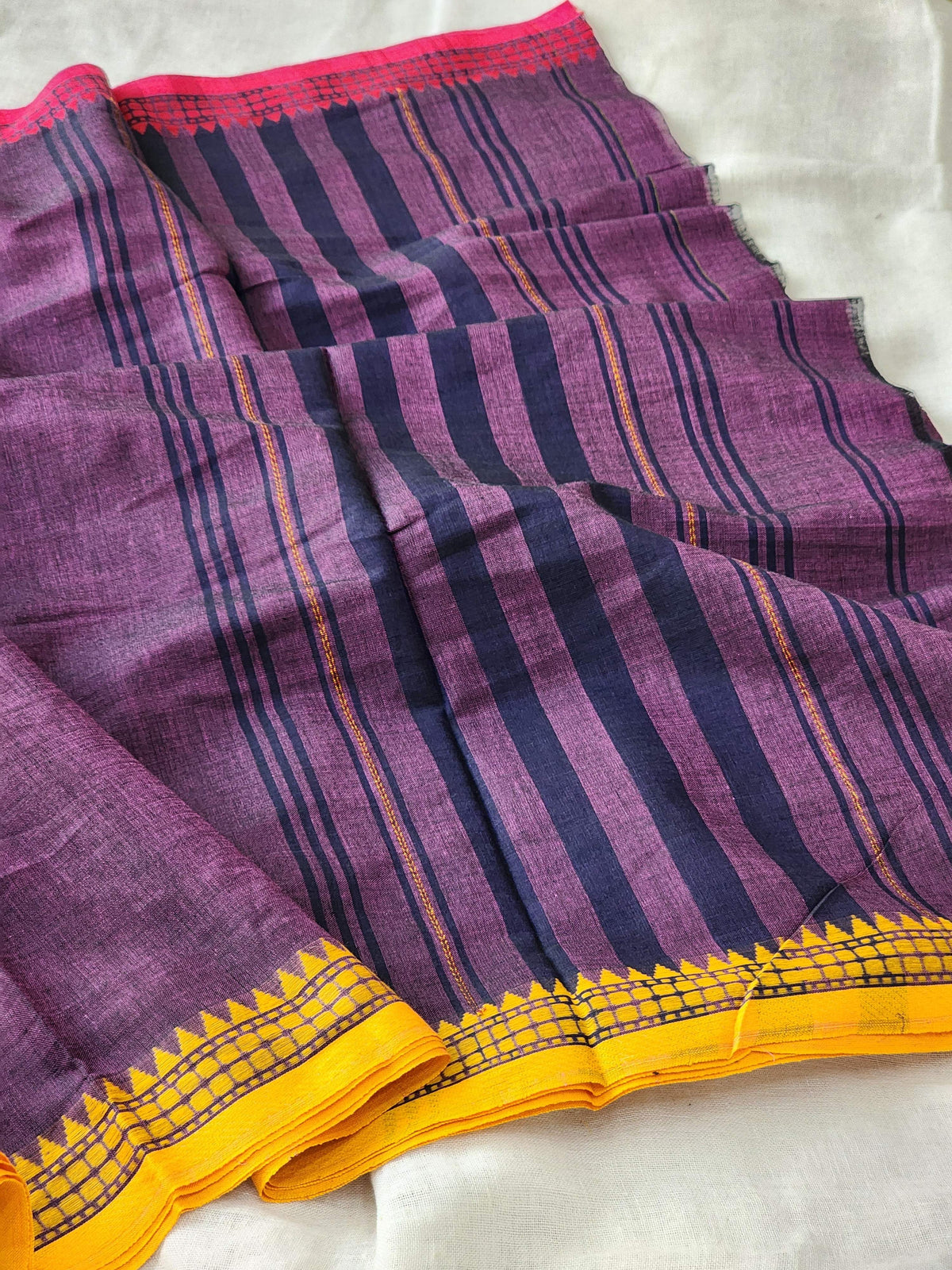 Purple Dhonekhali Cotton Saree