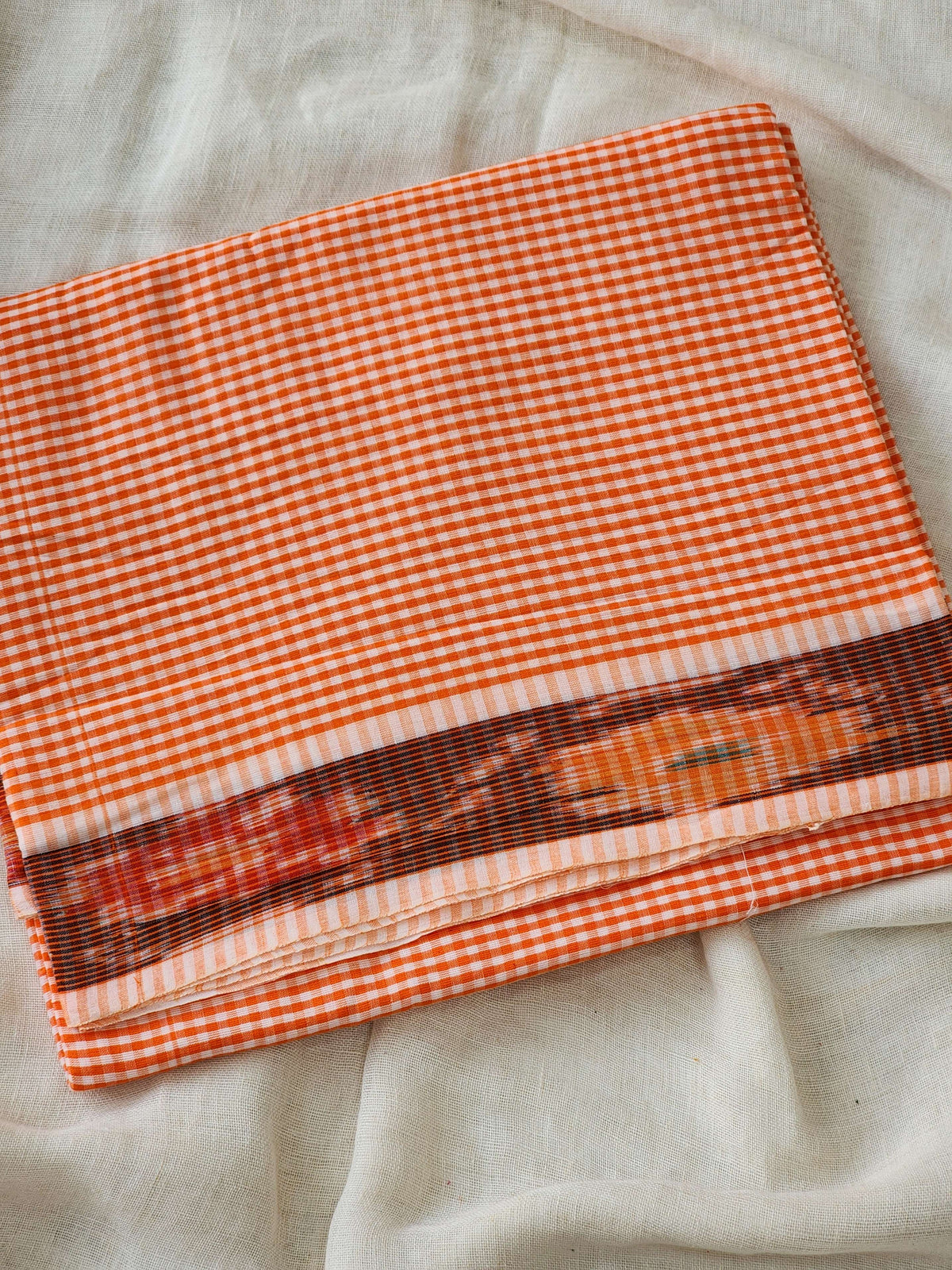 Orange Dhonekhali Cotton Saree