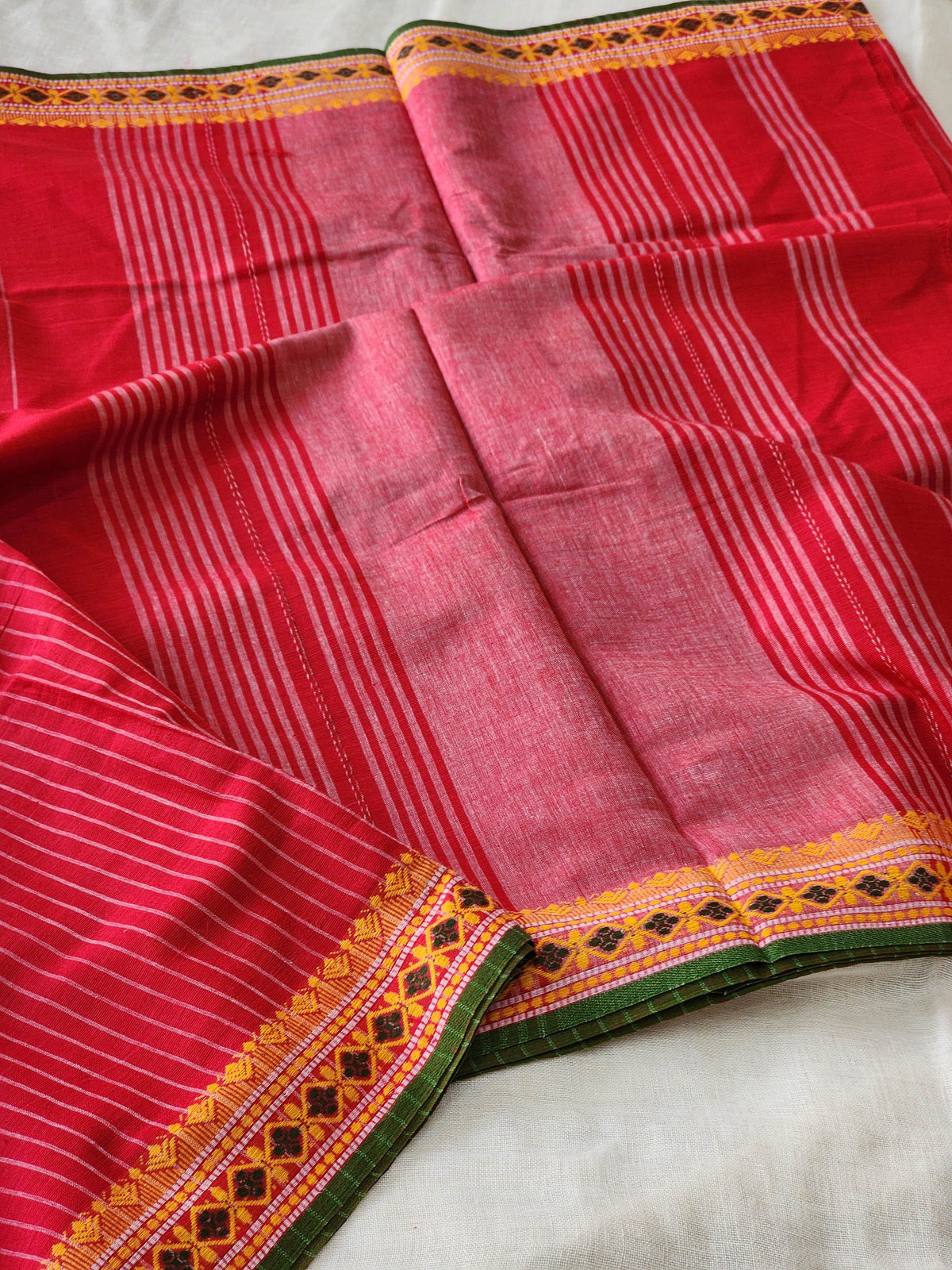 Red Dhonekhali Cotton Saree