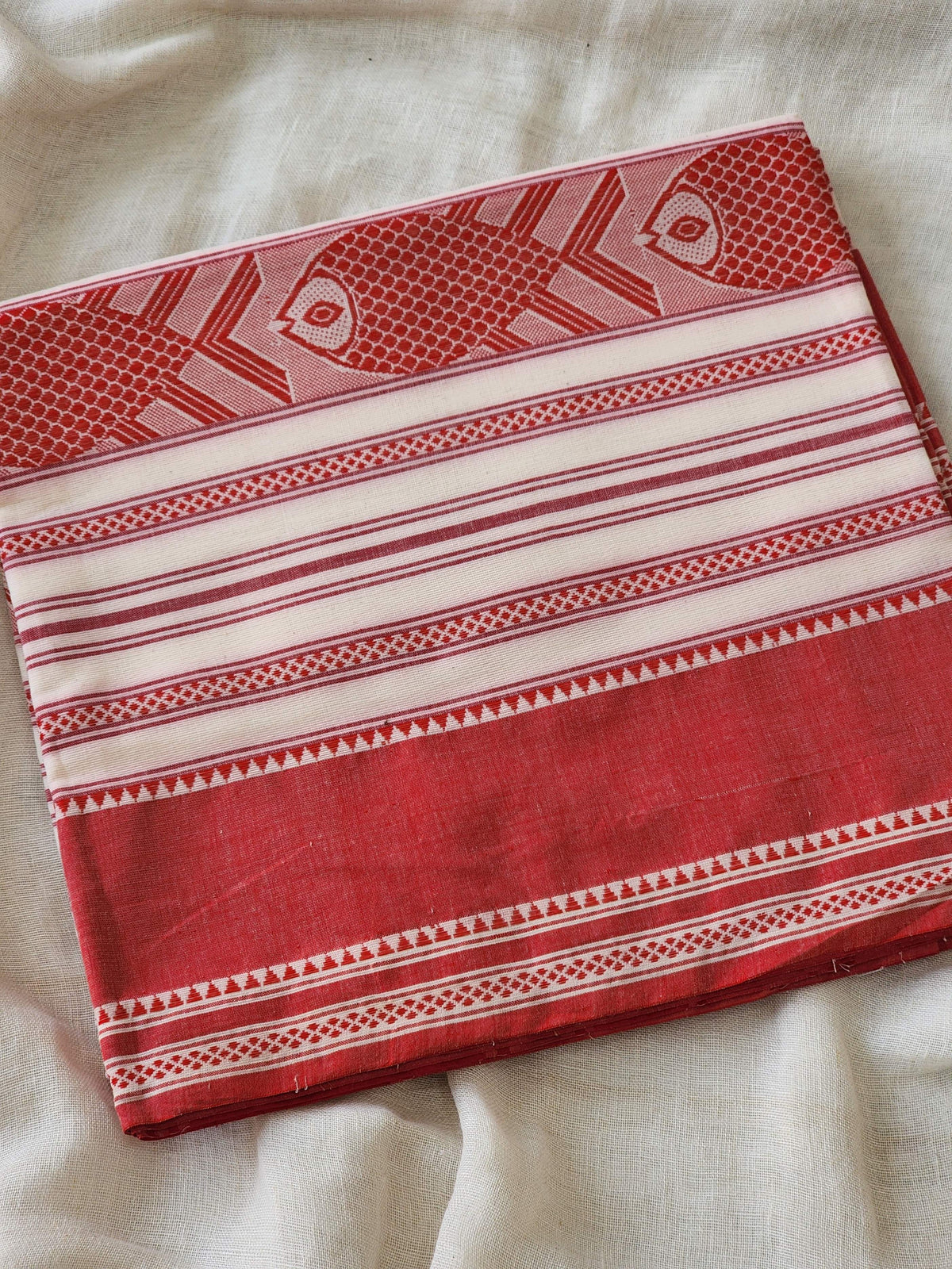 Red Dhonekhali Cotton Saree