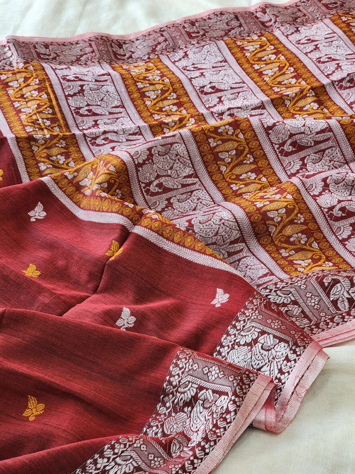 Maroon Baluchari Cotton Saree