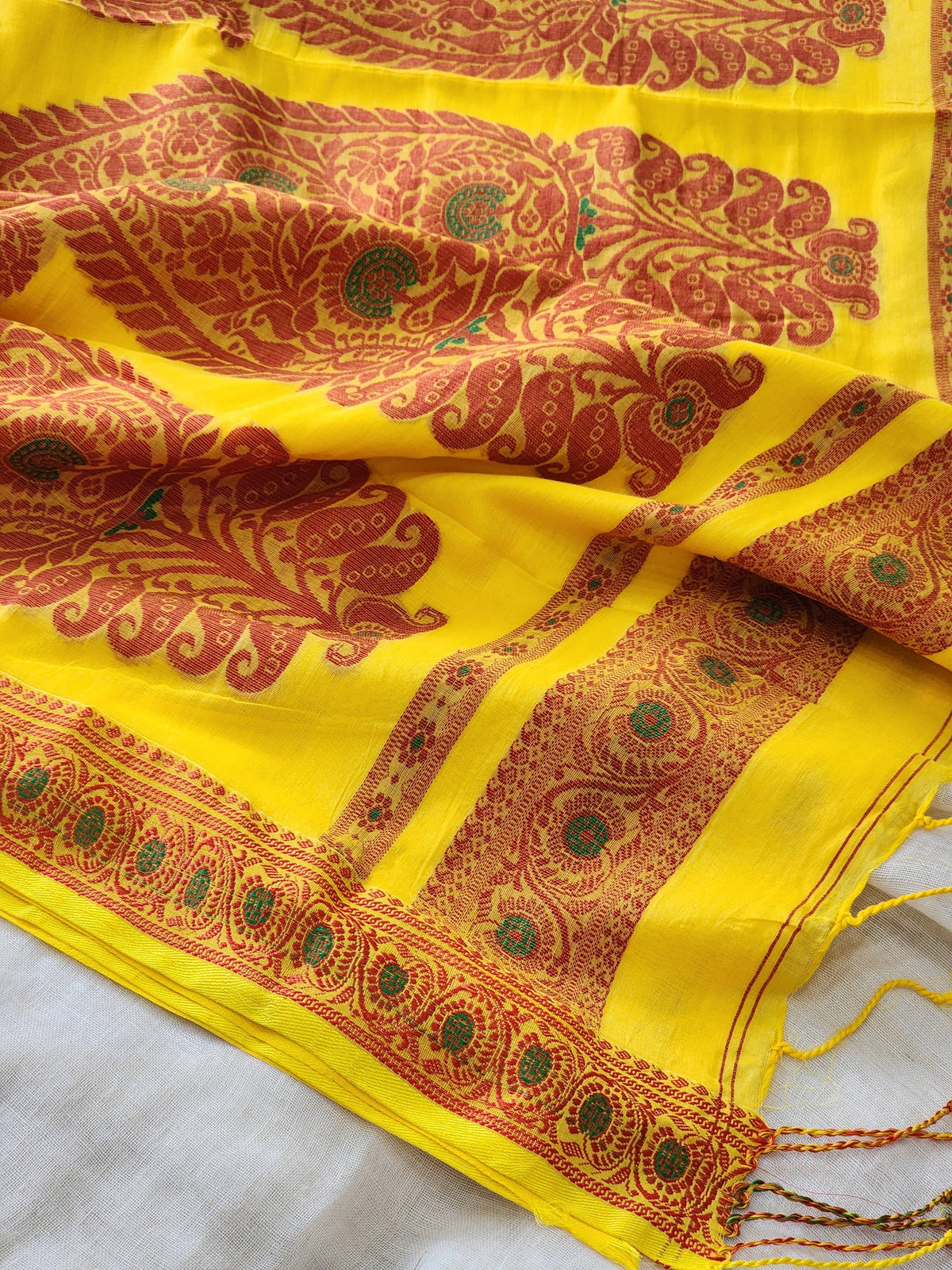 Yellow Baluchari Cotton Saree