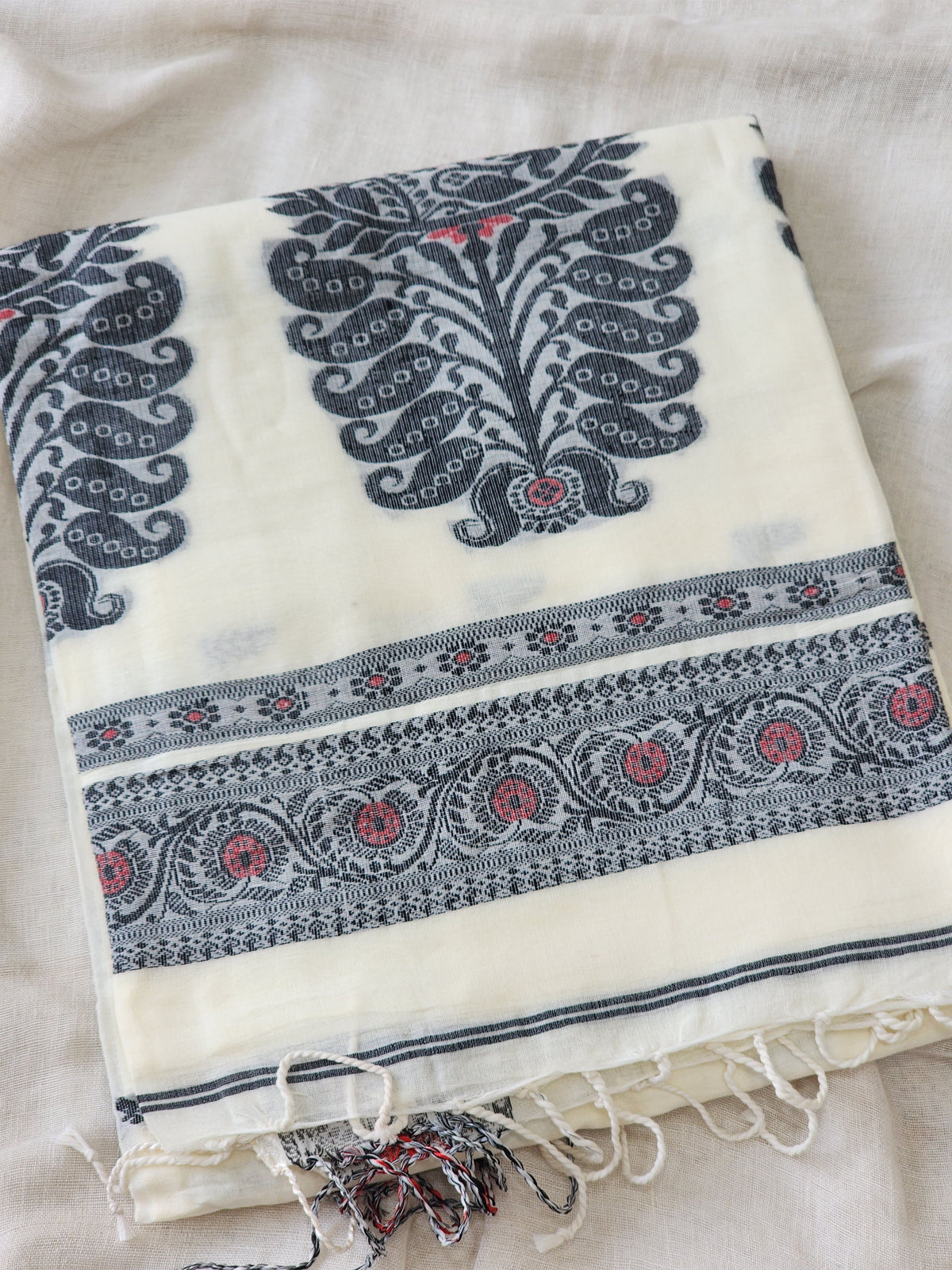 Cream Baluchari Cotton Saree