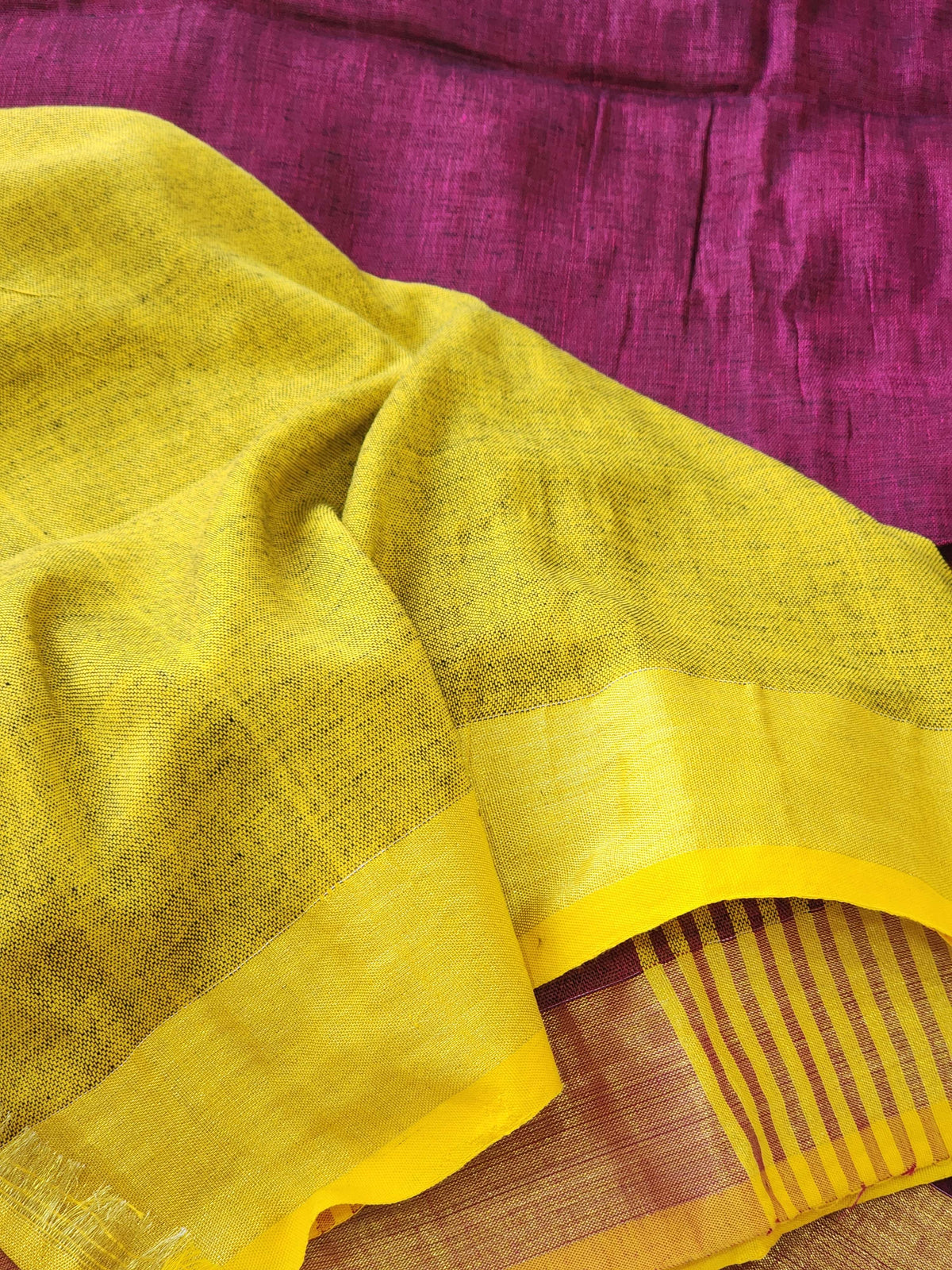 Burgundy Linen Cotton Saree