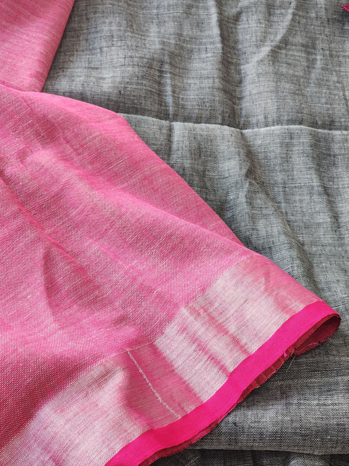 Grey Linen Cotton Saree