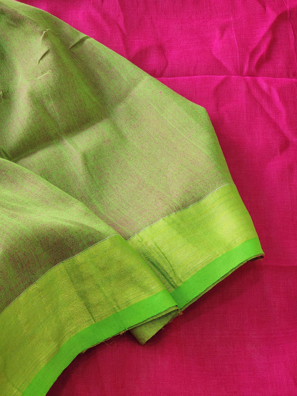 Pink Linen Cotton Saree