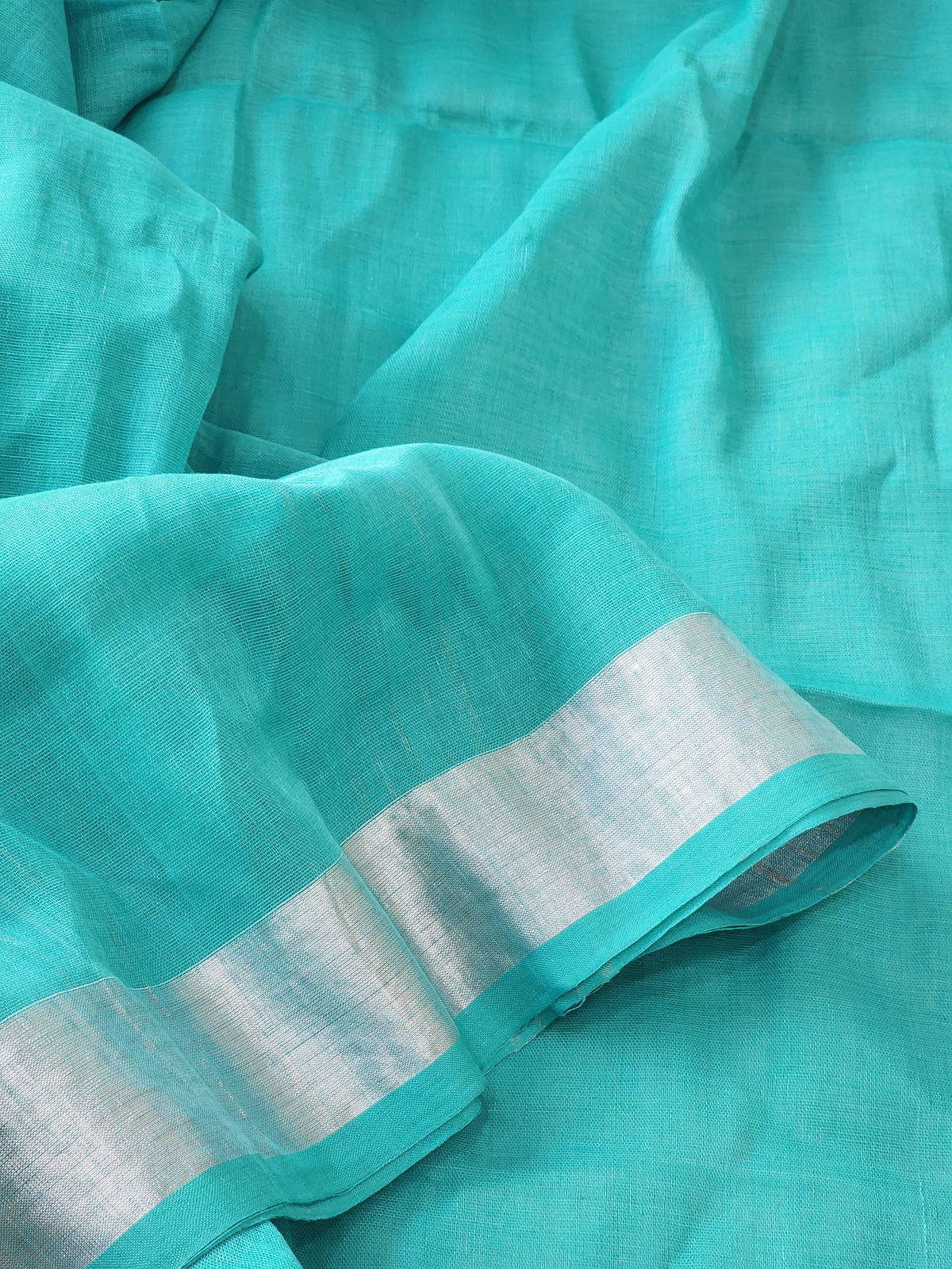Sea Green Linen Cotton Saree