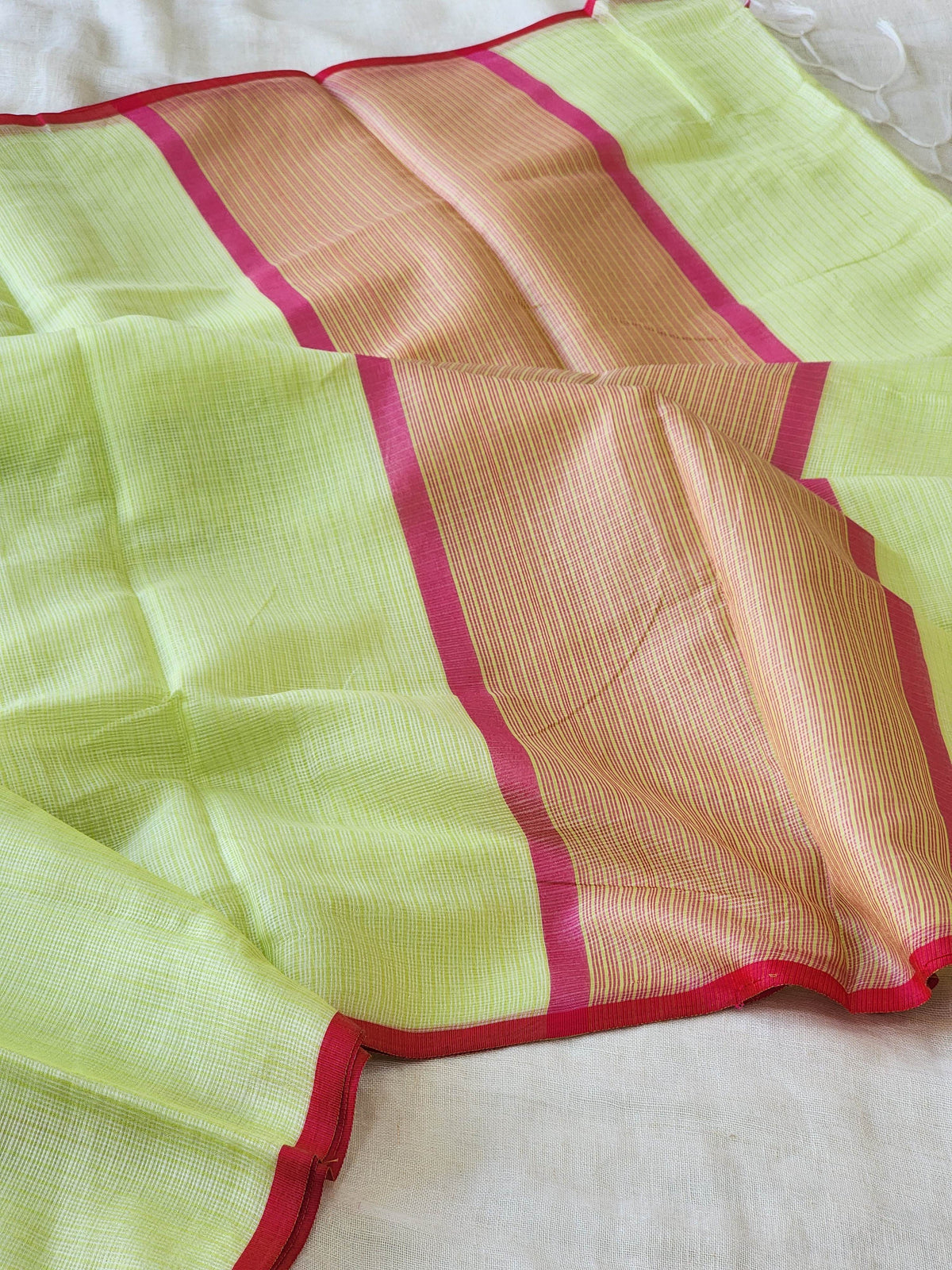 Lime Green Kota Silk Saree