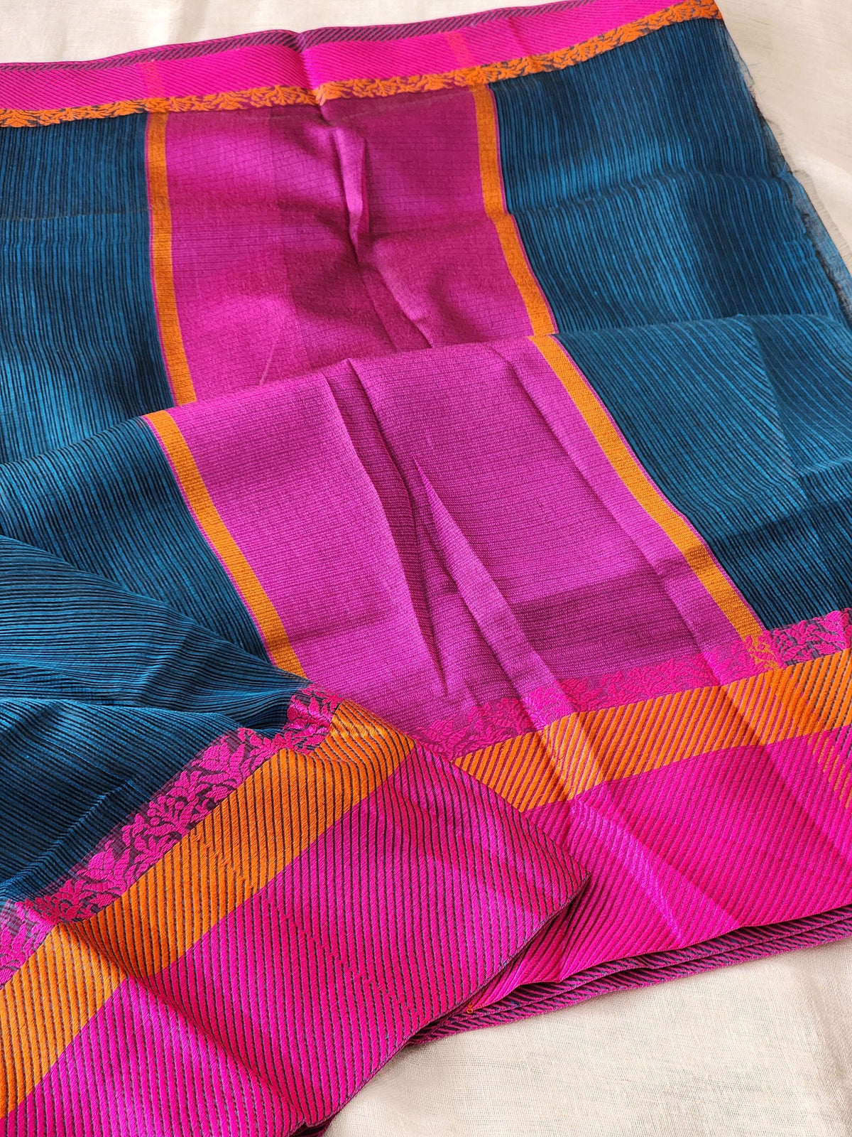 Teal Blue Kota Silk Saree