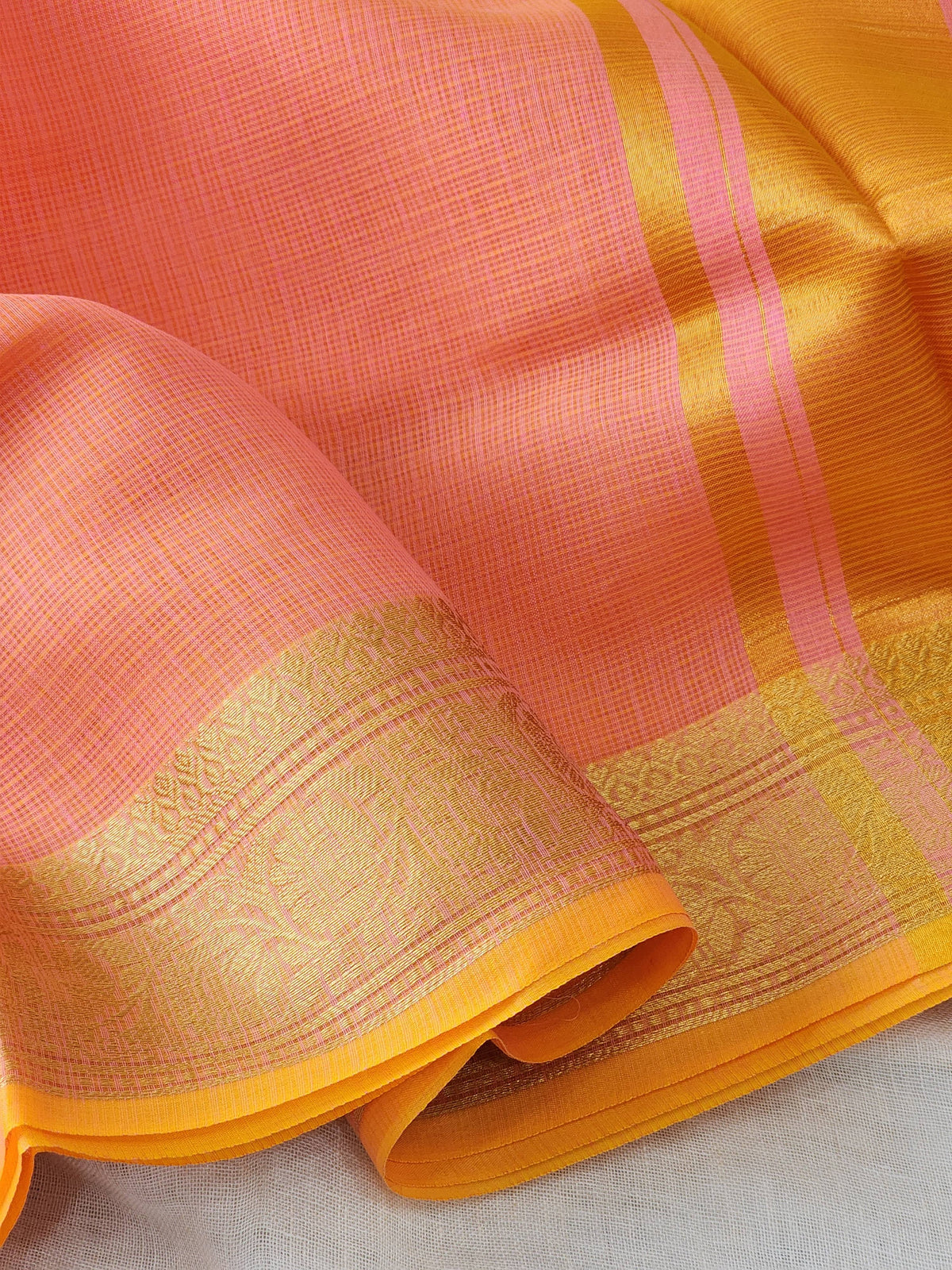 Peach Kota Silk Saree