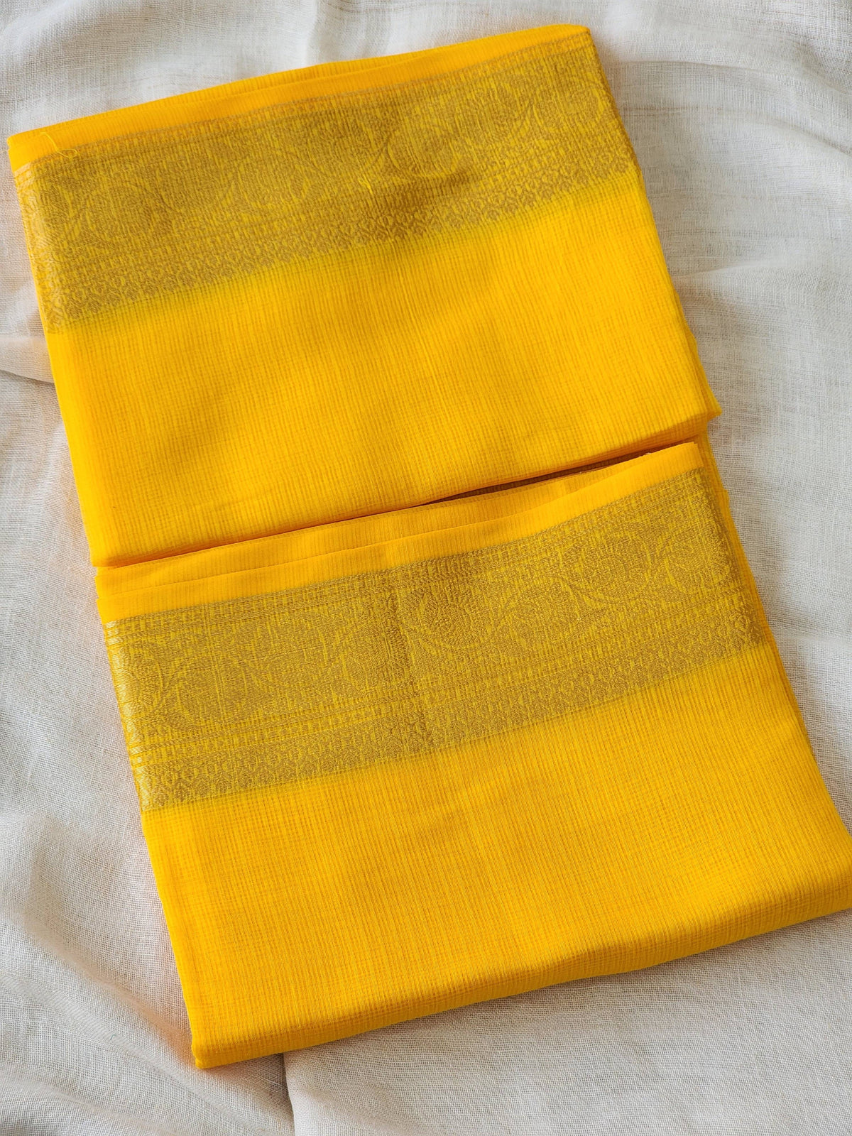 Yellow Kota Silk Saree
