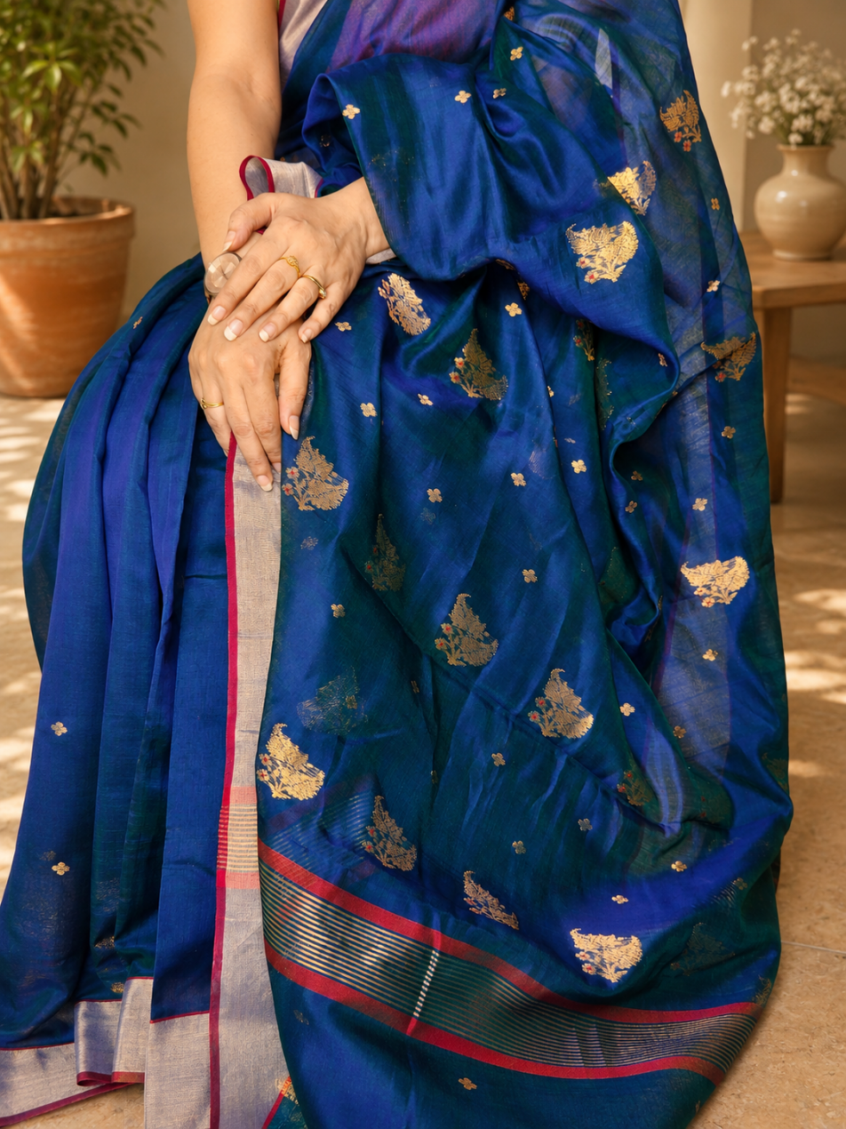 Blue Silk Cotton Saree