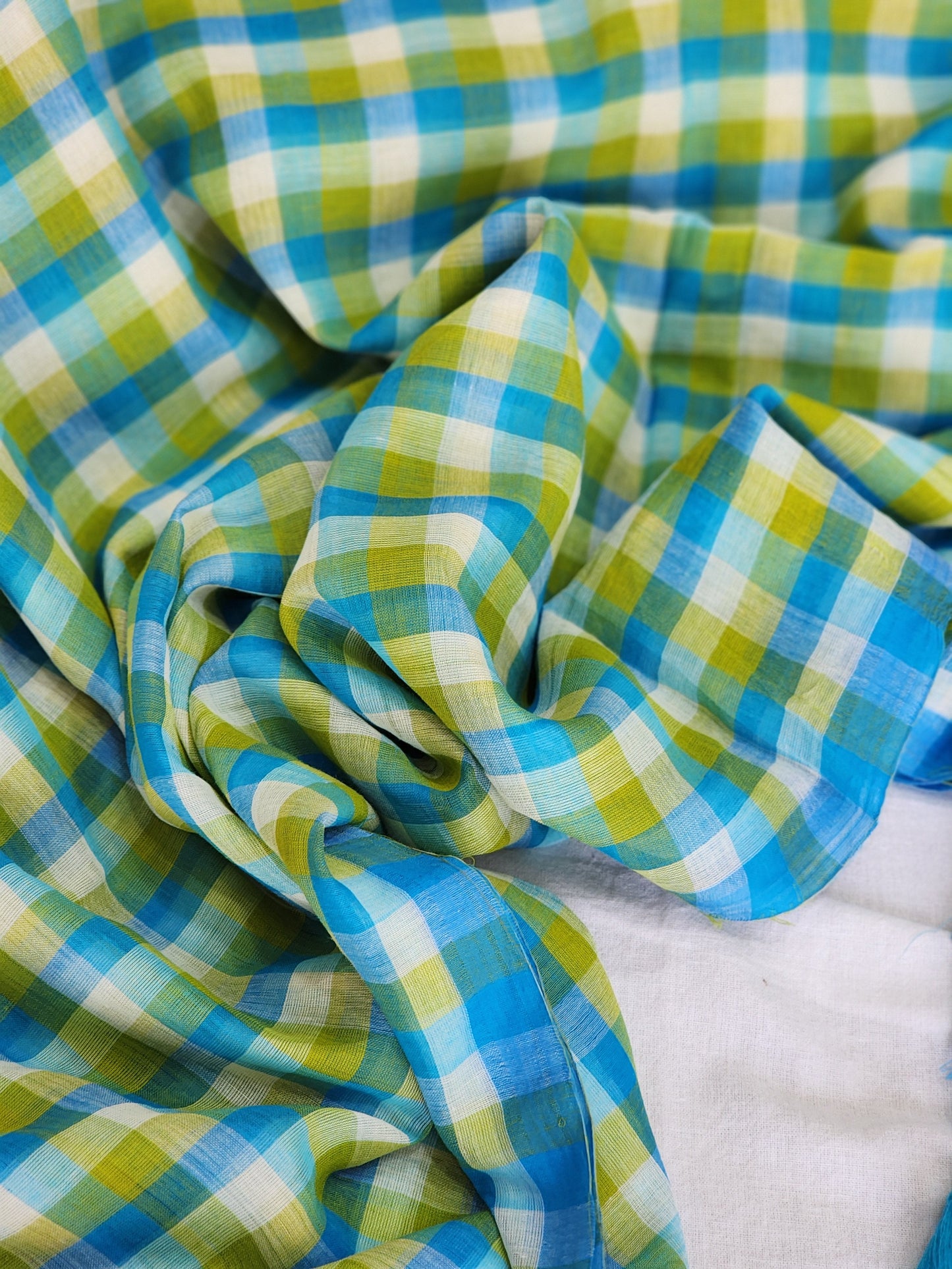 Blue & Green Cotton Handloom Saree