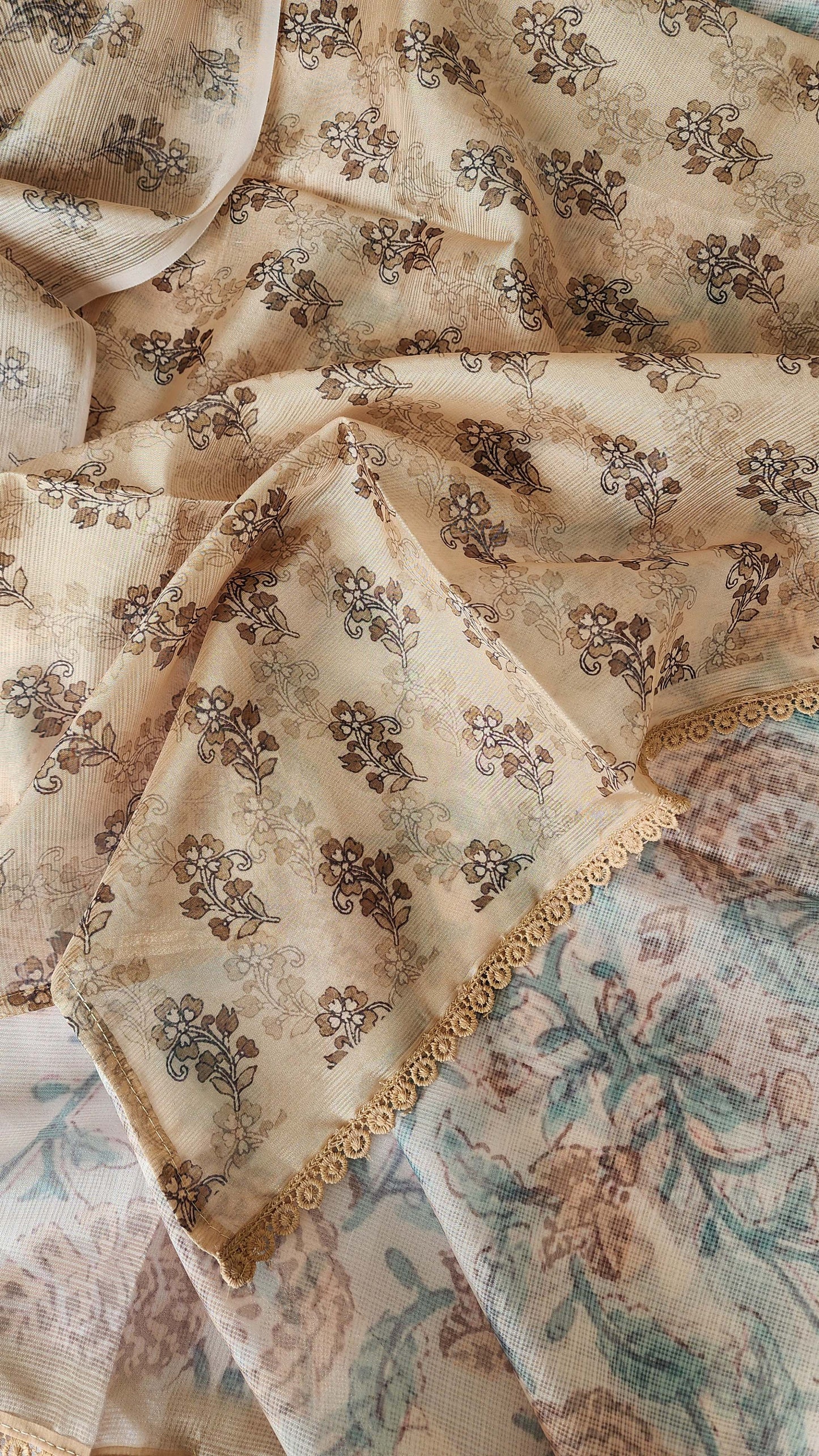 Beige Kota Silk Saree
