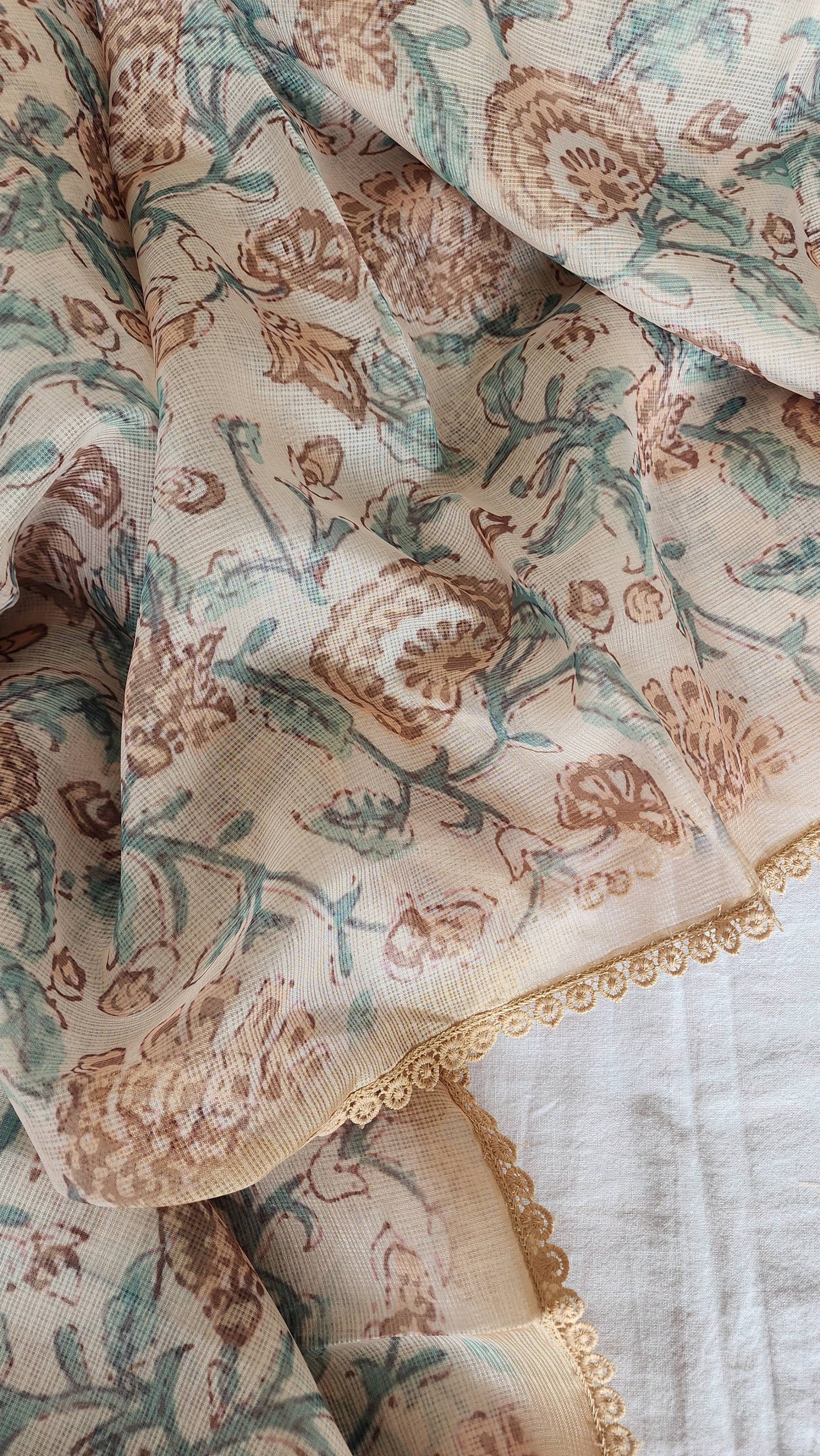 Beige Kota Silk Saree