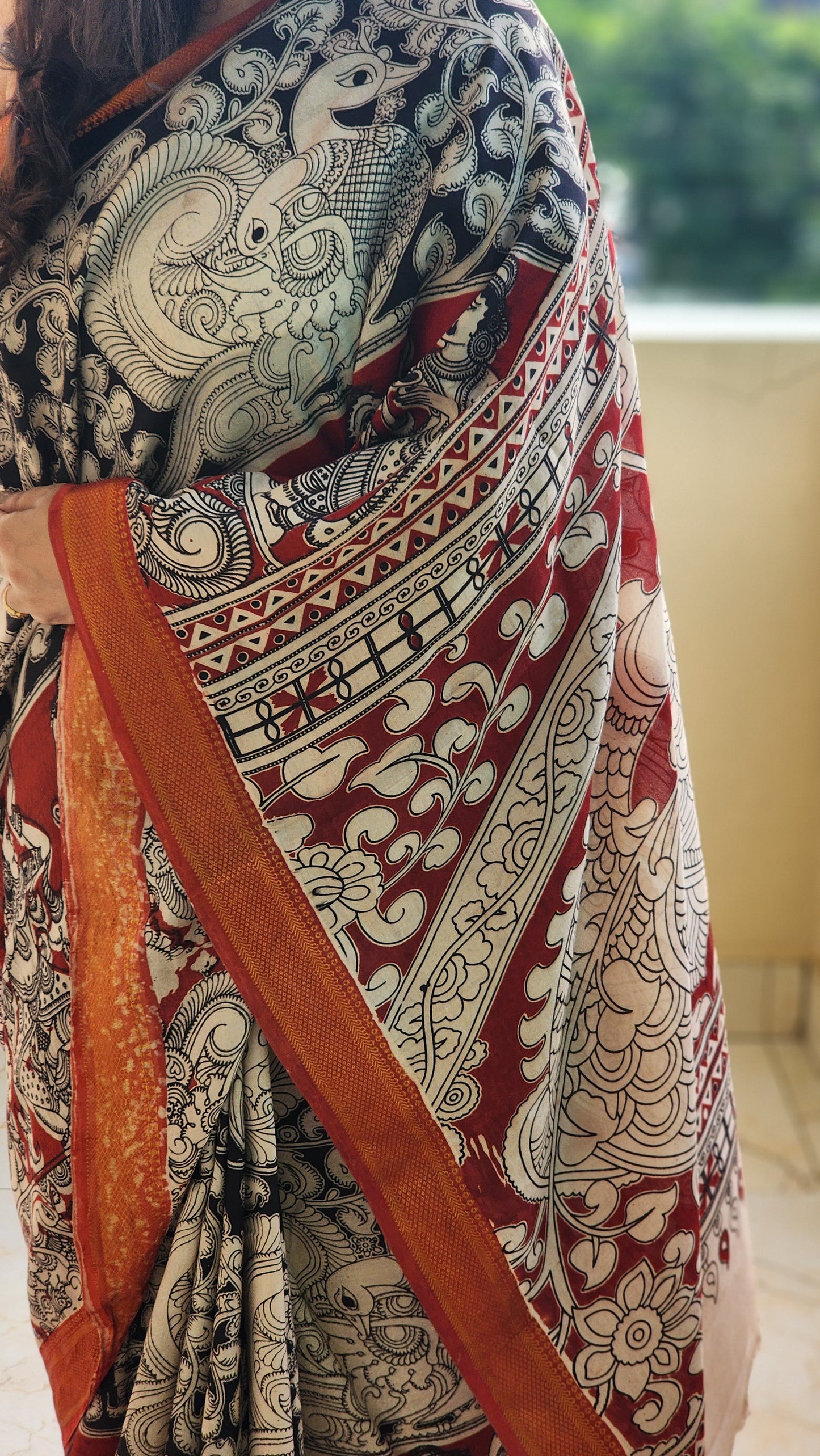 Black Kalamkari Silk Saree
