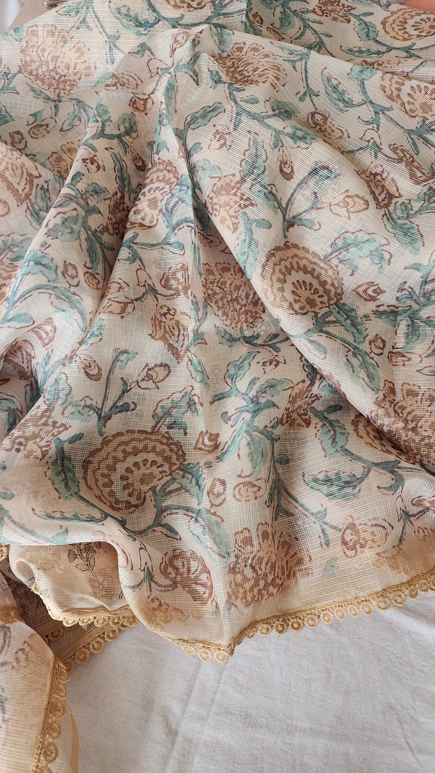 Beige Kota Silk Saree