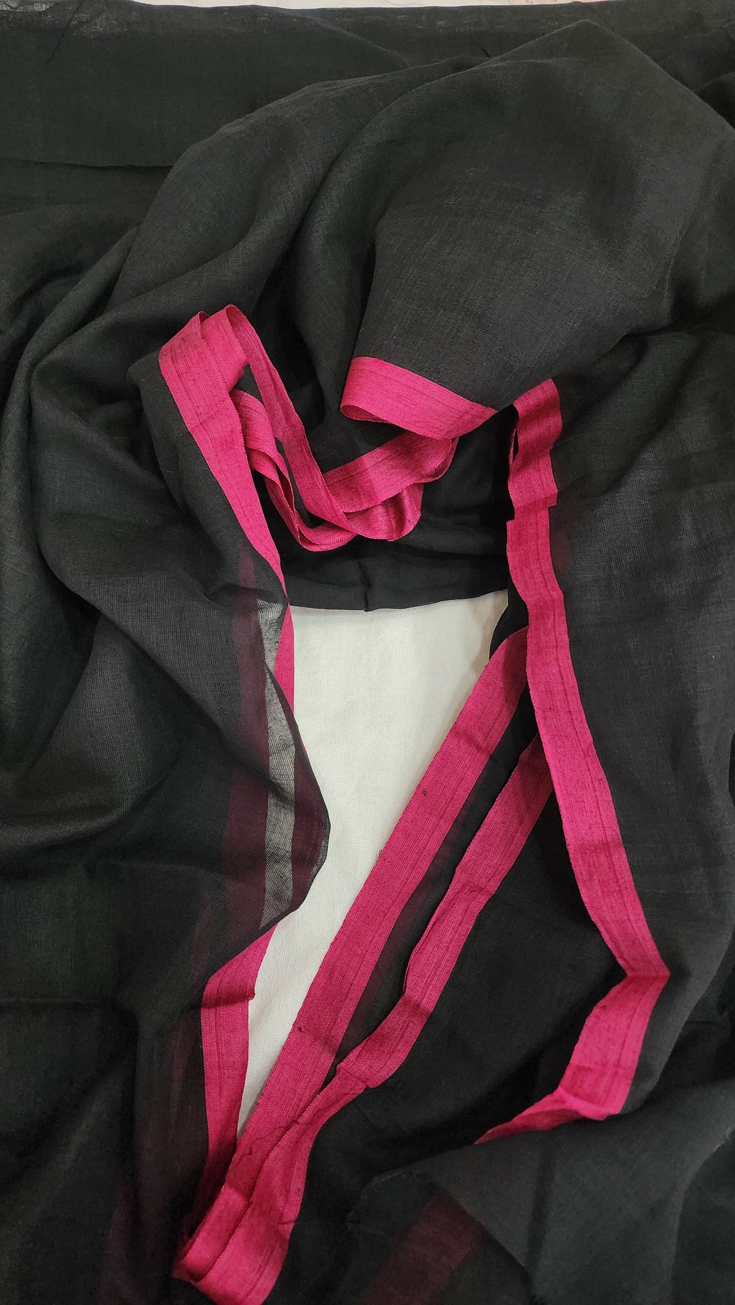 Black mulmul cotton saree