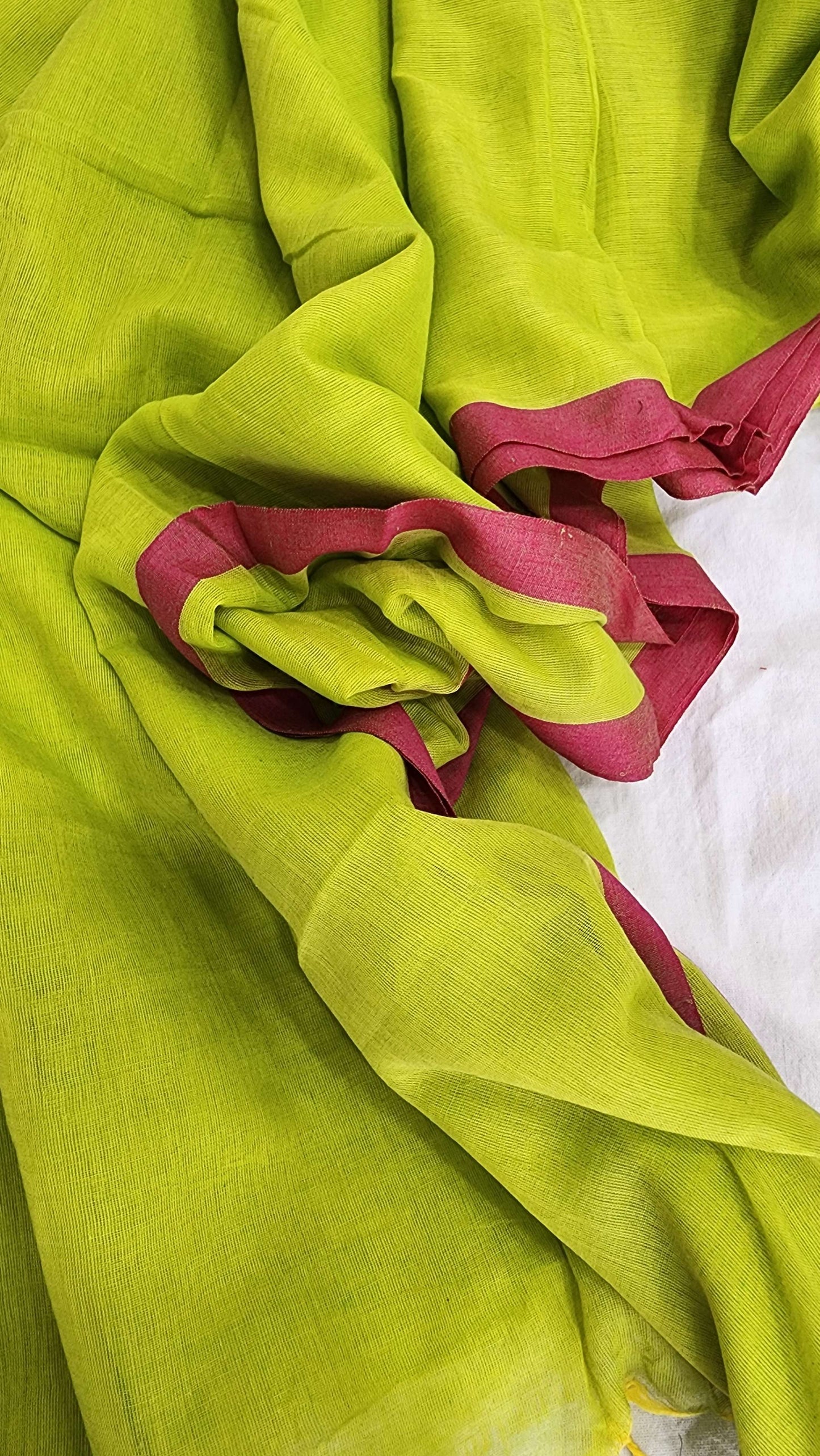 Green mulmul cotton saree
