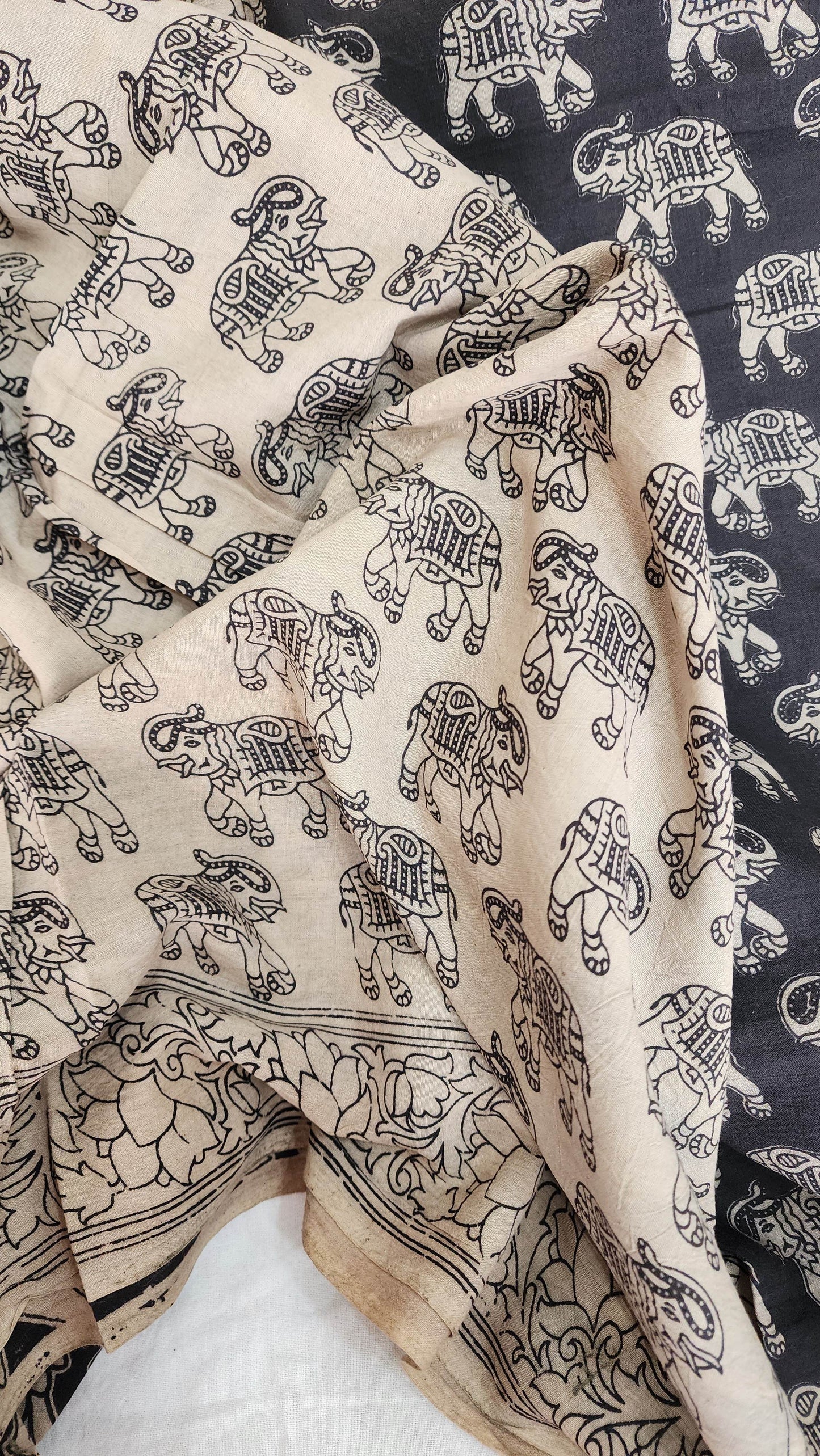 Black Kalamkari Cotton Saree