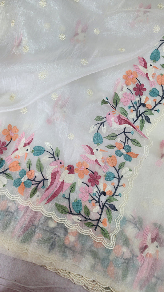 White Glass Tissue Saree