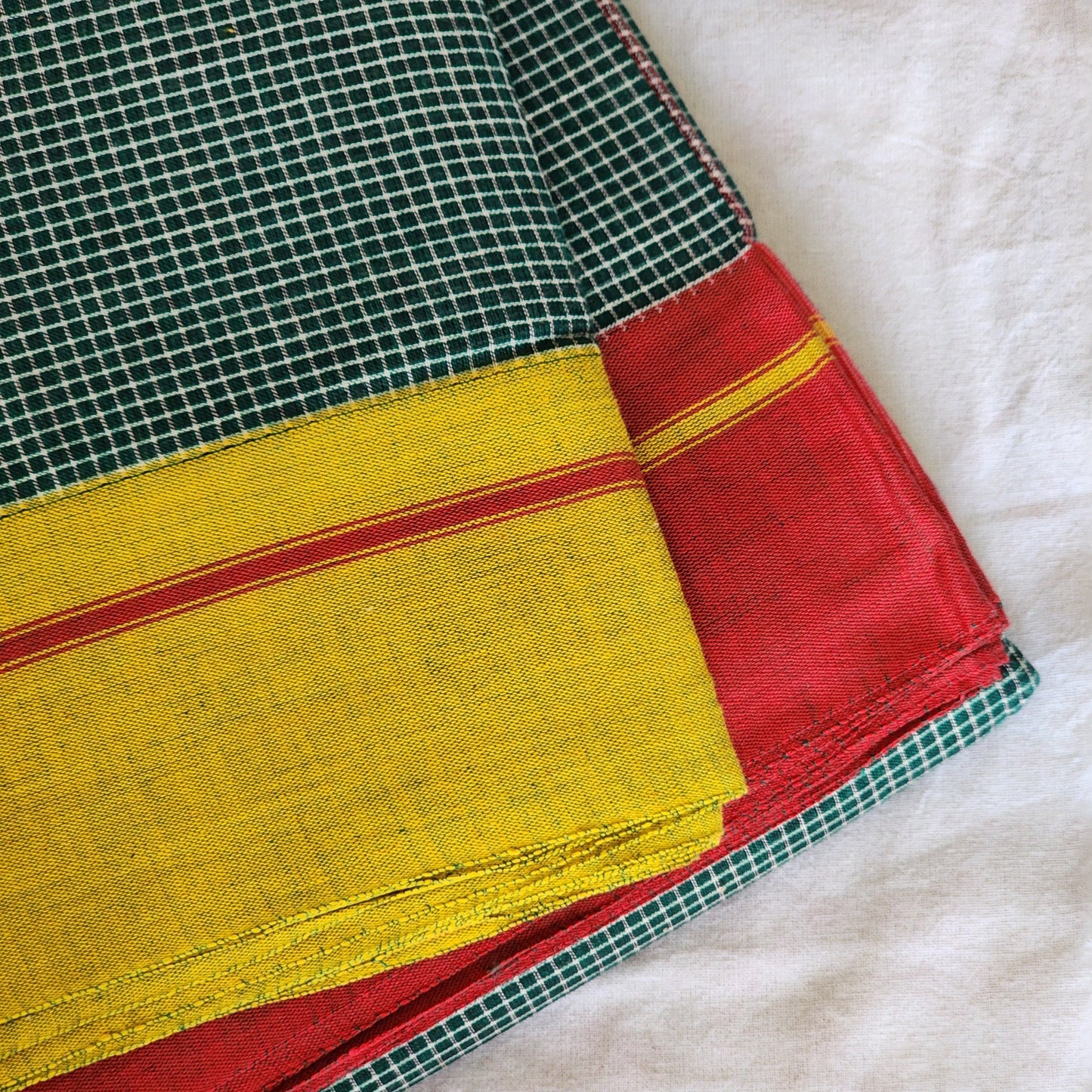 Green patteda anchu cotton saree