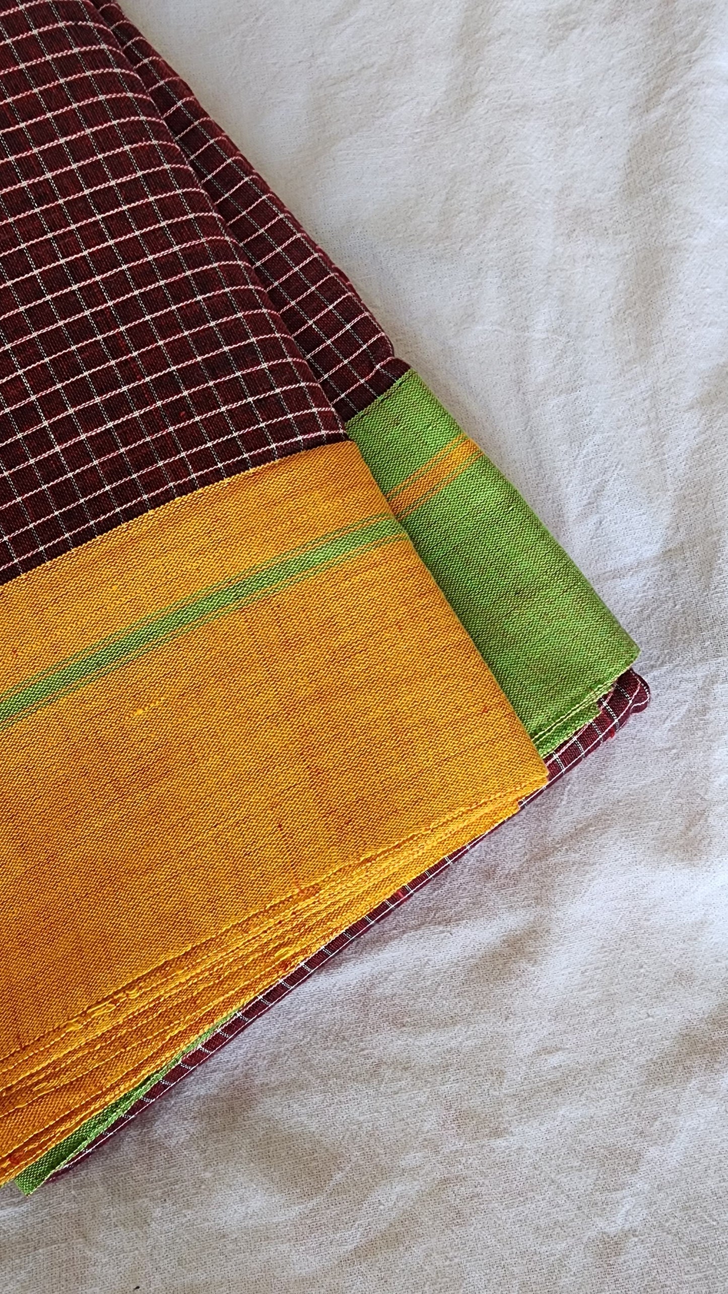 Maroon patteda anchu cotton saree