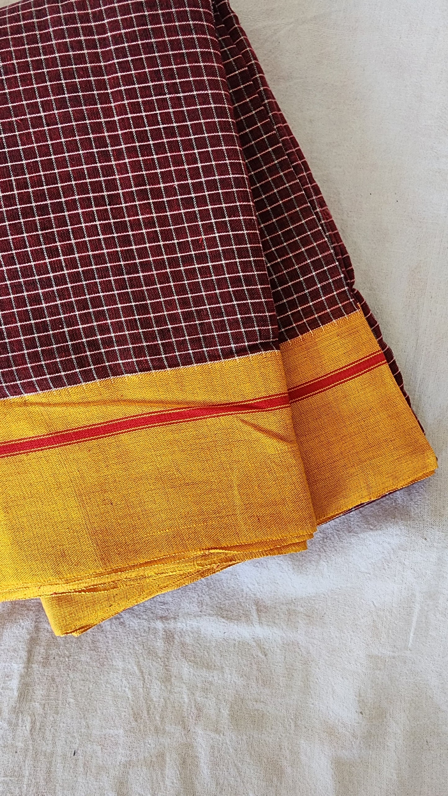 Maroon patteda anchu cotton saree