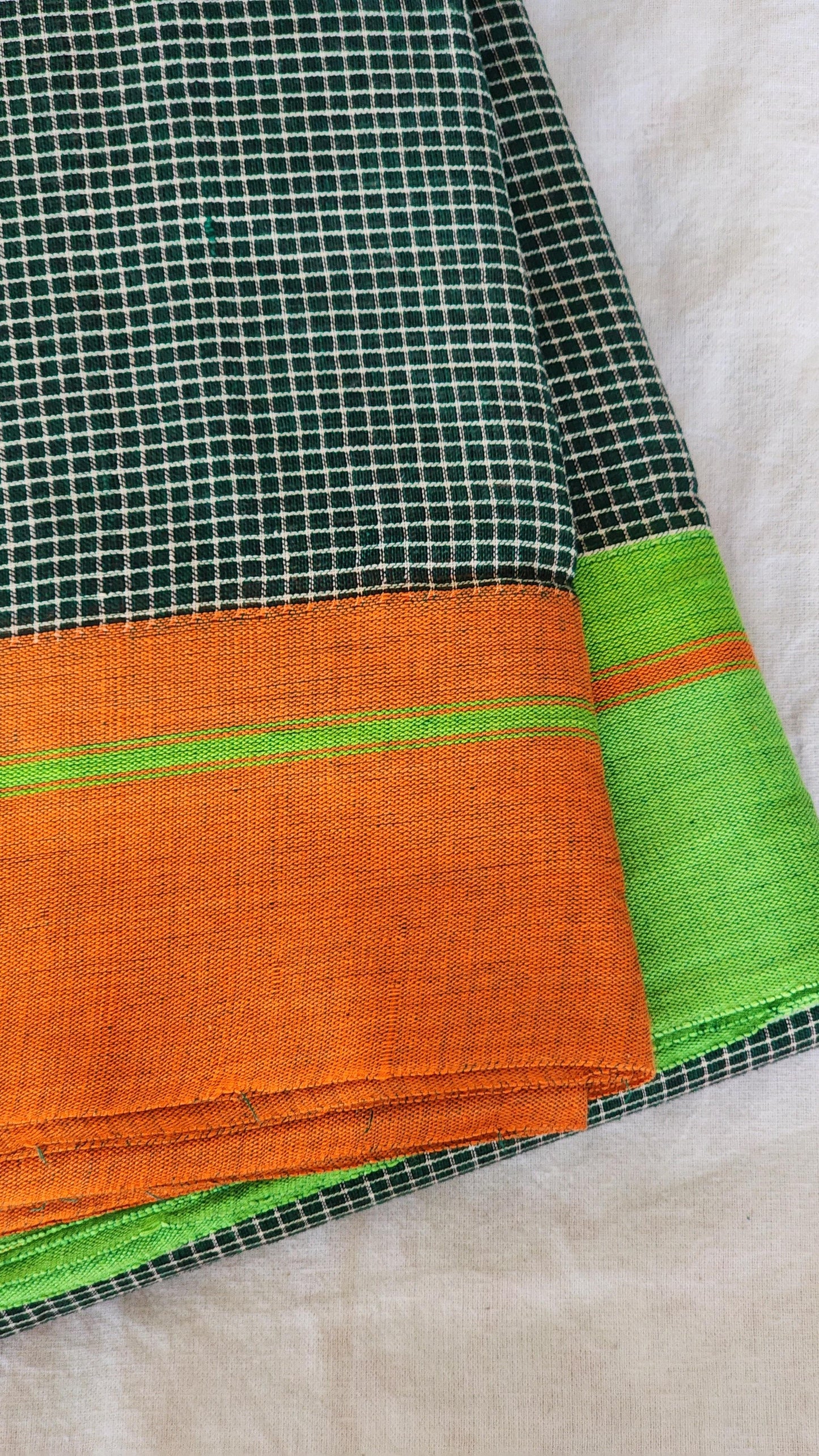 Green patteda anchu cotton saree