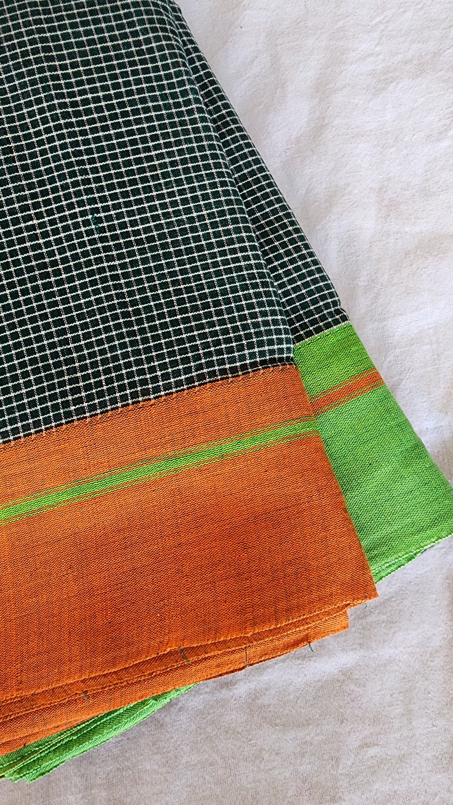 Green patteda anchu cotton saree