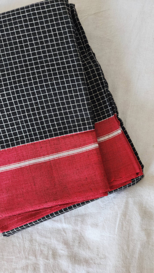 Black patteda anchu cotton saree