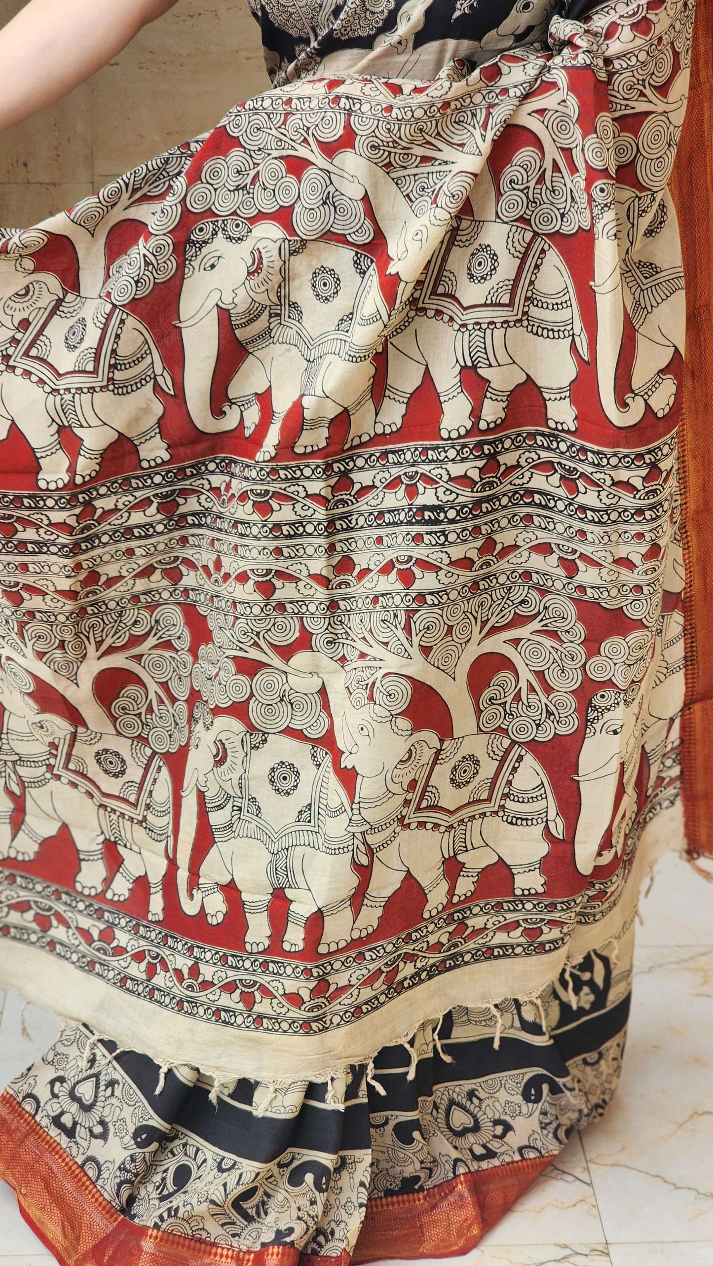 Black Kalamkari Silk Saree