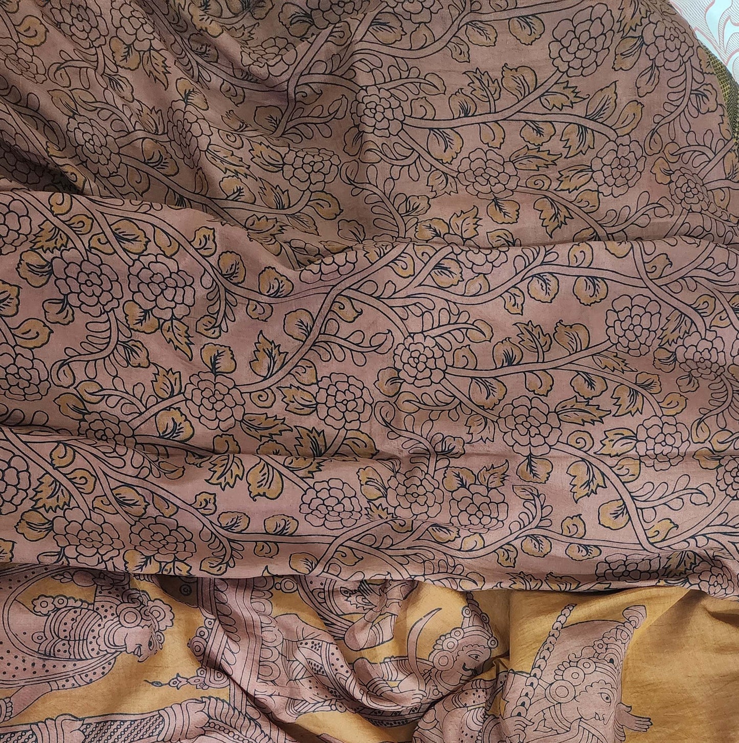 Rust Brown Kalamkari Silk Saree