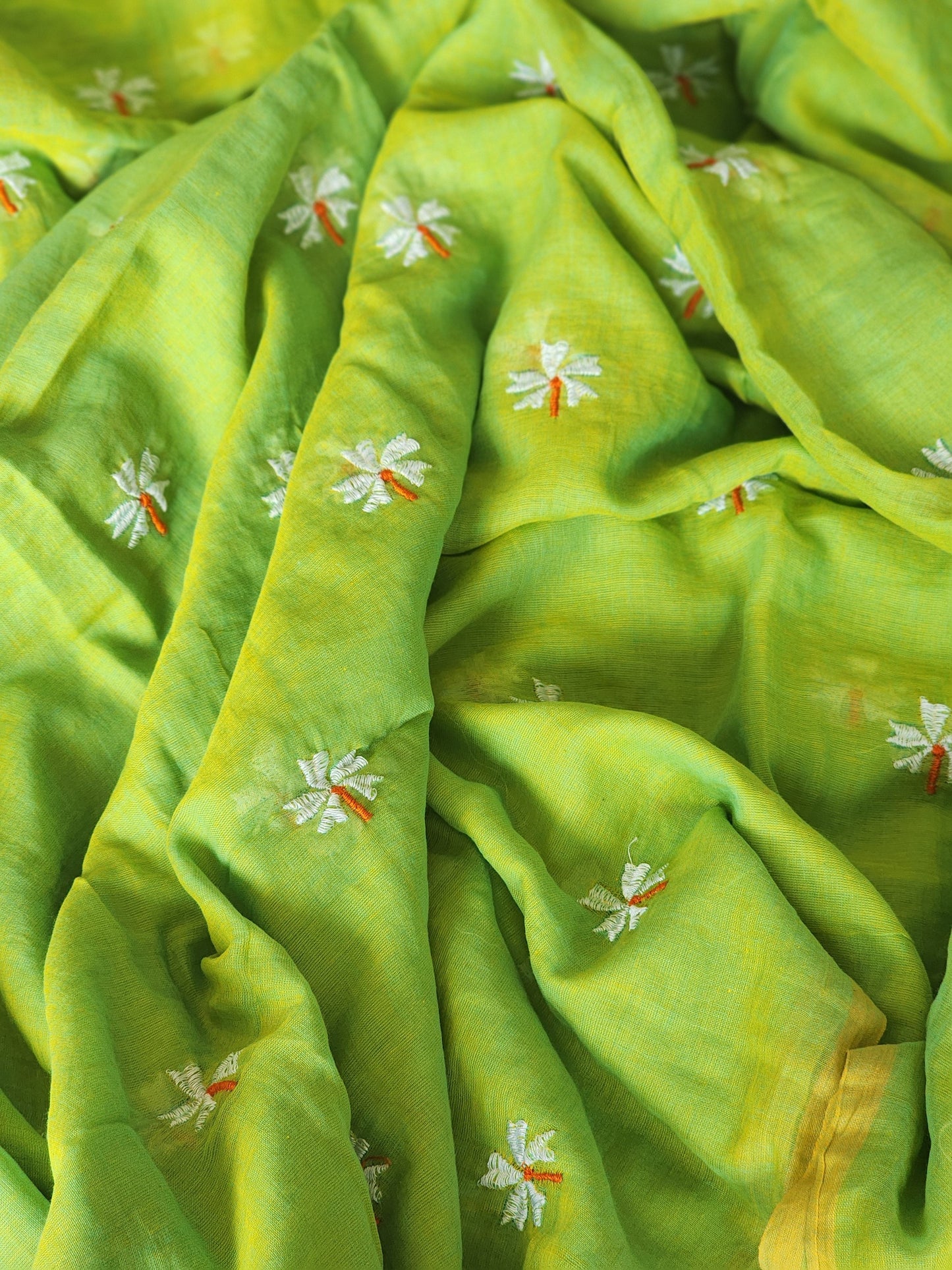 Light Green mulmul cotton saree