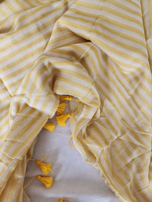 Light Yellow Cotton Handloom Saree
