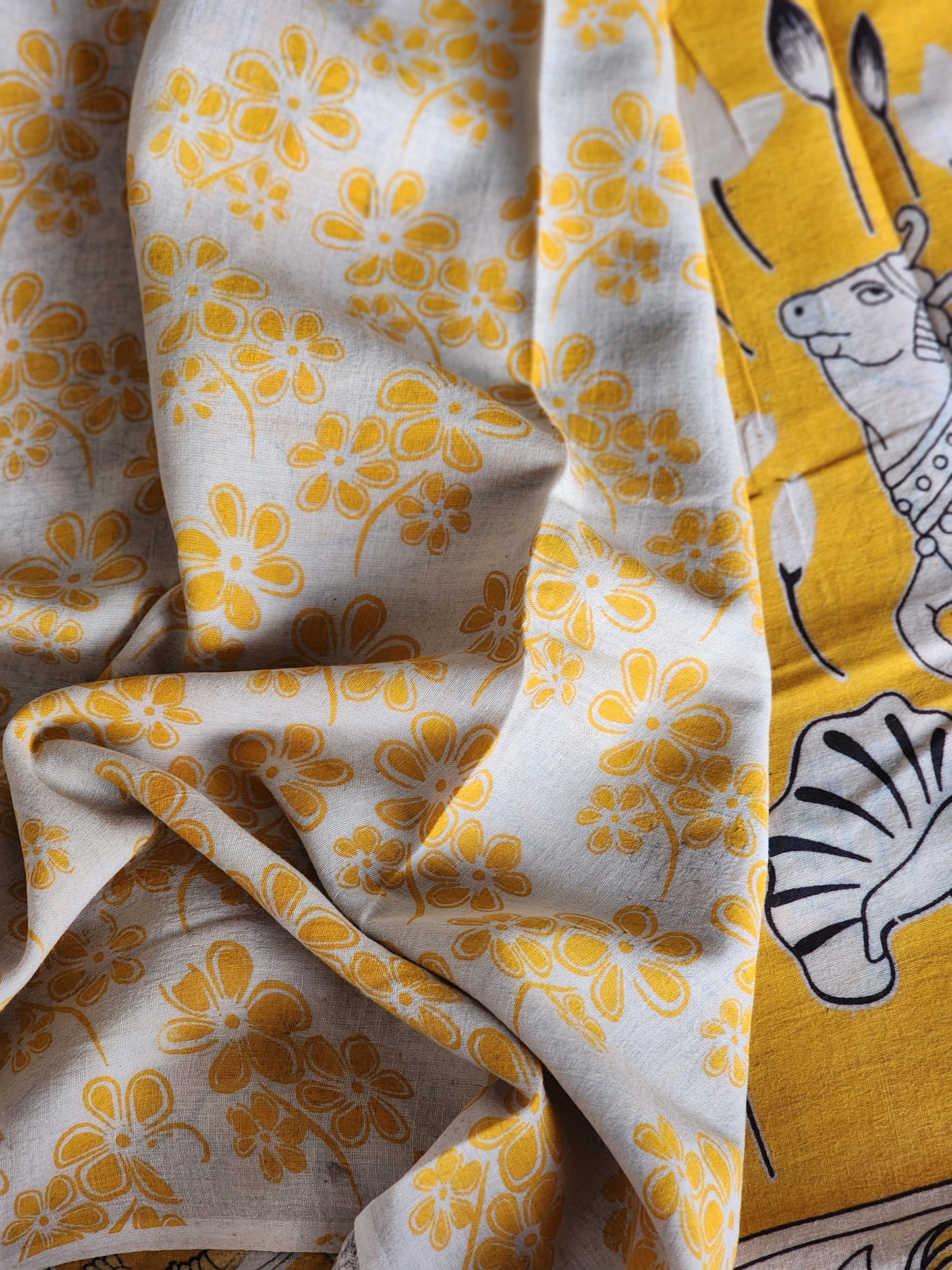 Yellow Kalamkari Cotton Saree