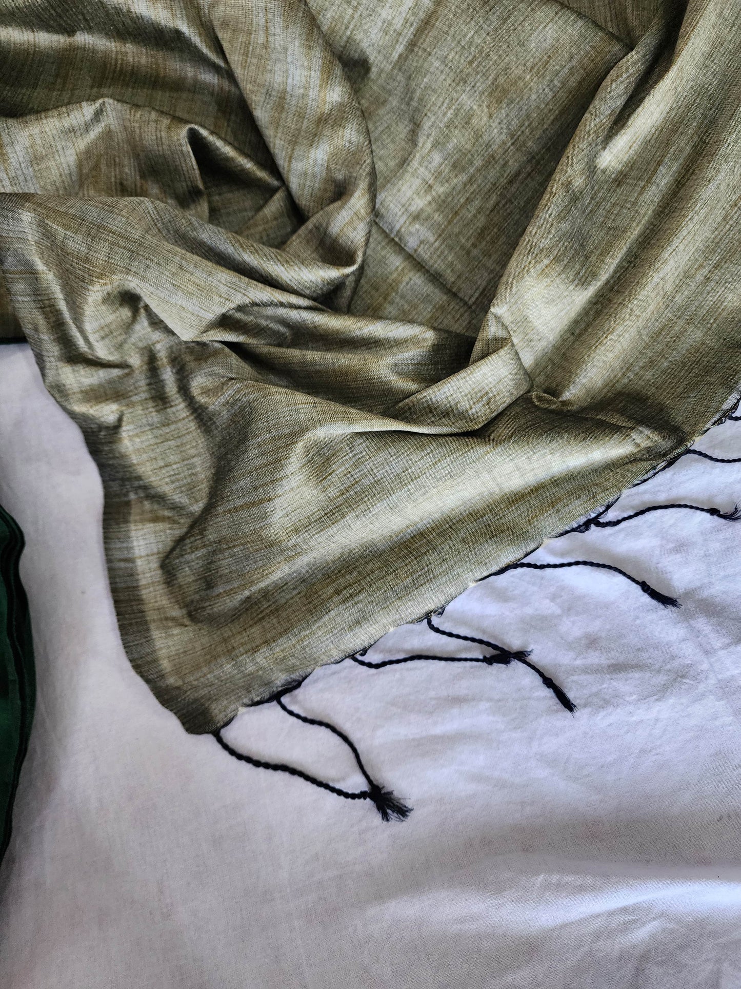 Green Khadi cotton saree