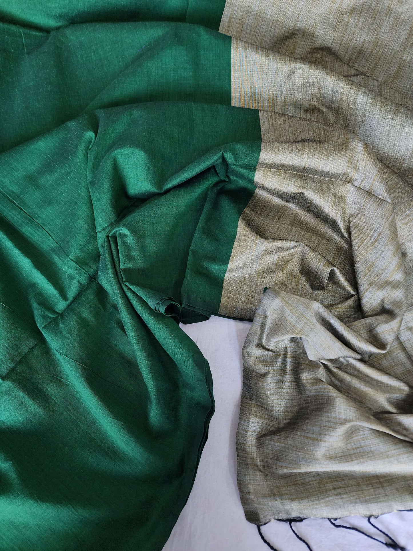 Green Khadi cotton saree