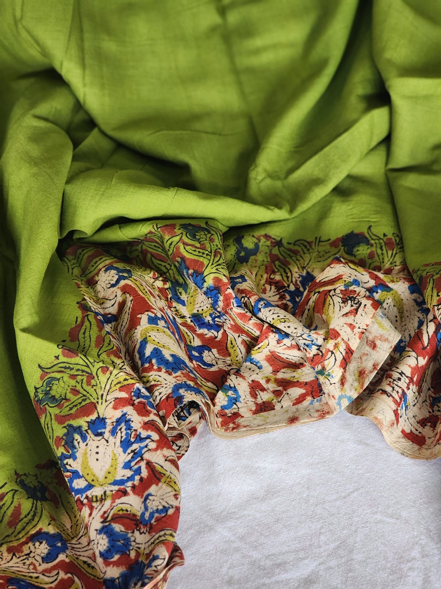 Green Kalamkari Cotton Saree