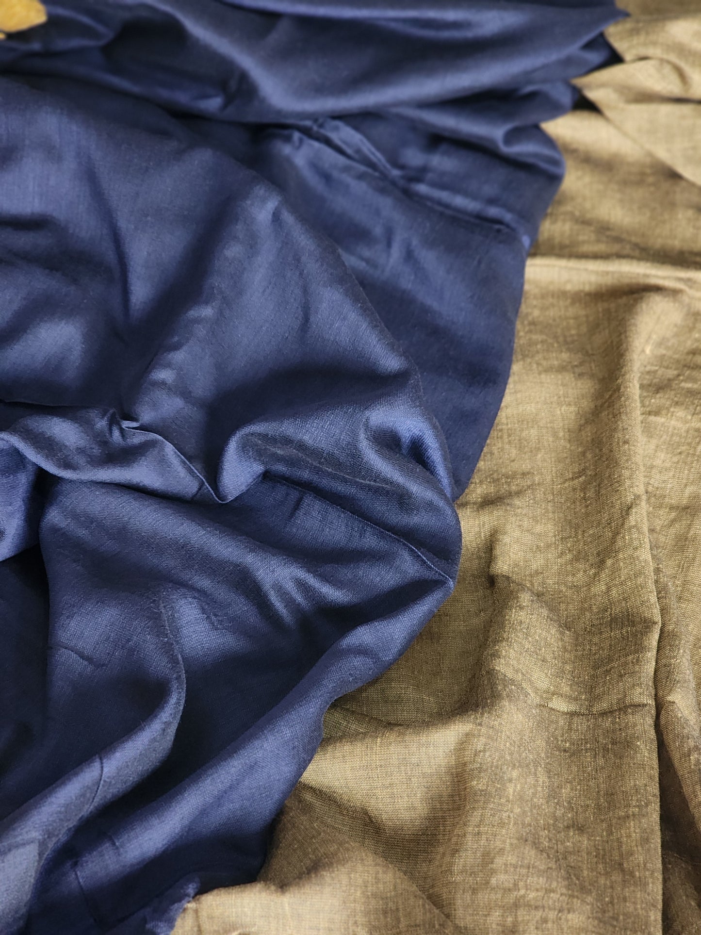 Brown & blue cotton saree