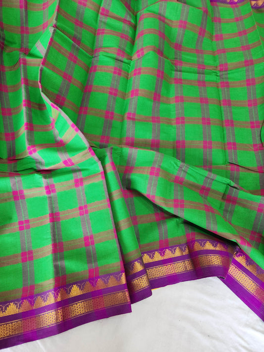 Green Gadwal Cotton Saree