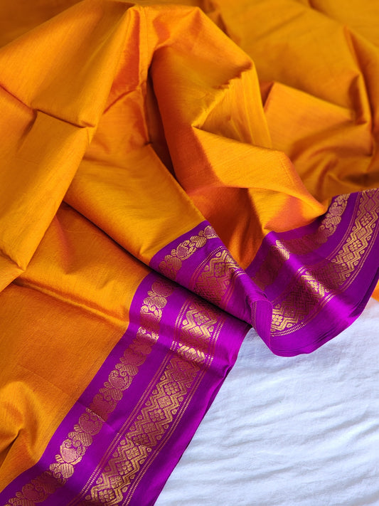 Mustard Gadwal Silk Cotton Saree