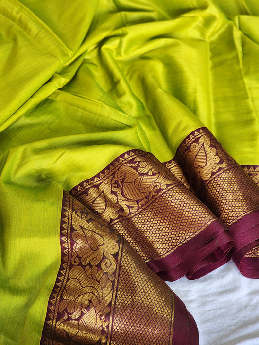 Green Gadwal Silk Cotton Saree