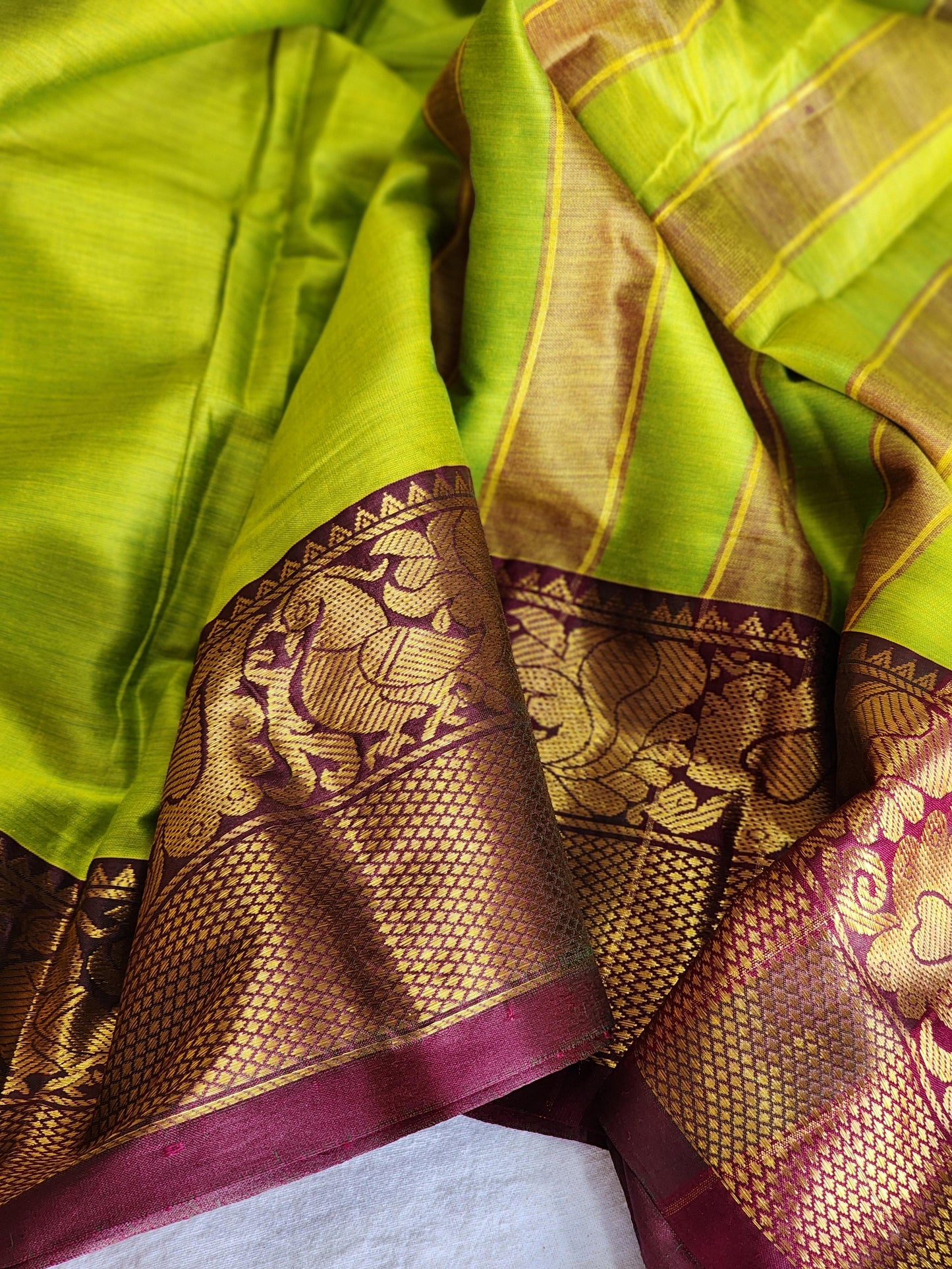 Green Gadwal Silk Cotton Saree