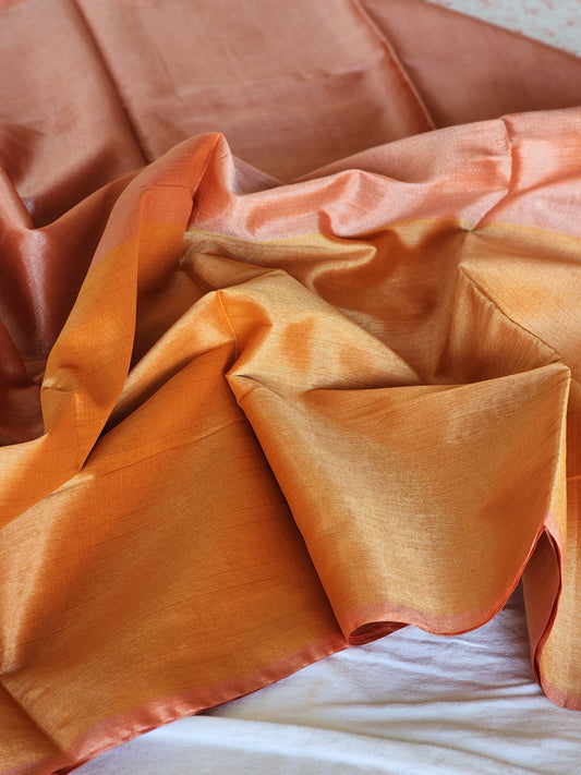 Orange & Pink tissue saree