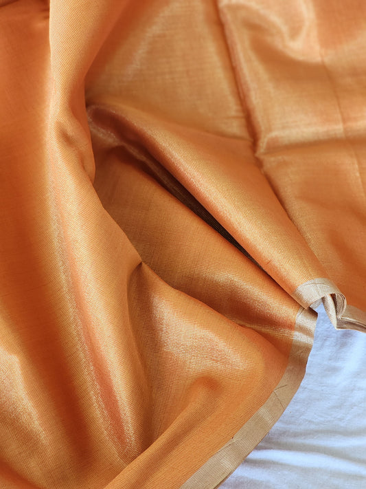 Metallic peach tissue saree